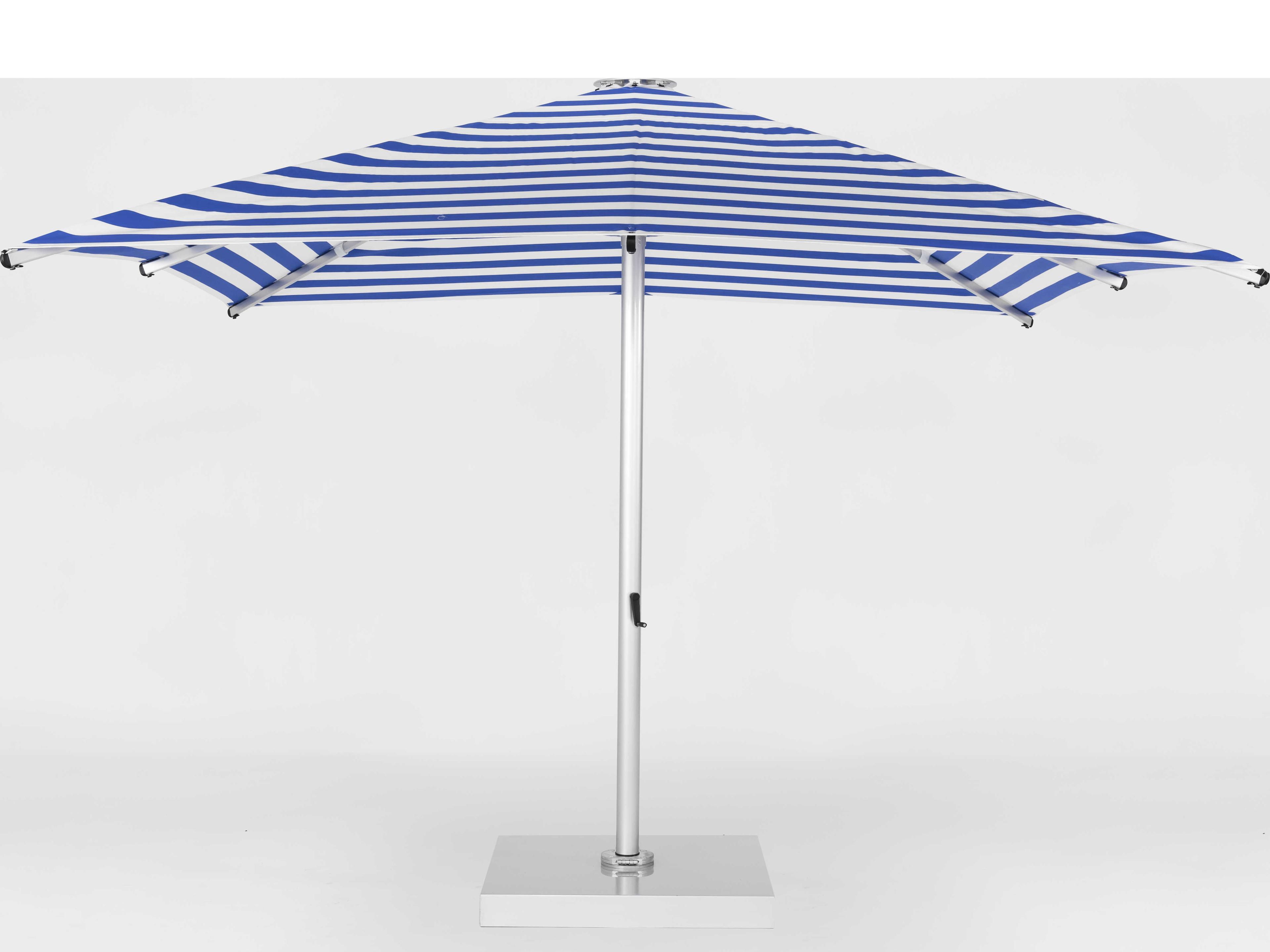 Frankford Nova Giant Center Aluminum Matte Silver 13 Foot Square Telescoping Crank Outdoor Umbrella - Striped Fabric