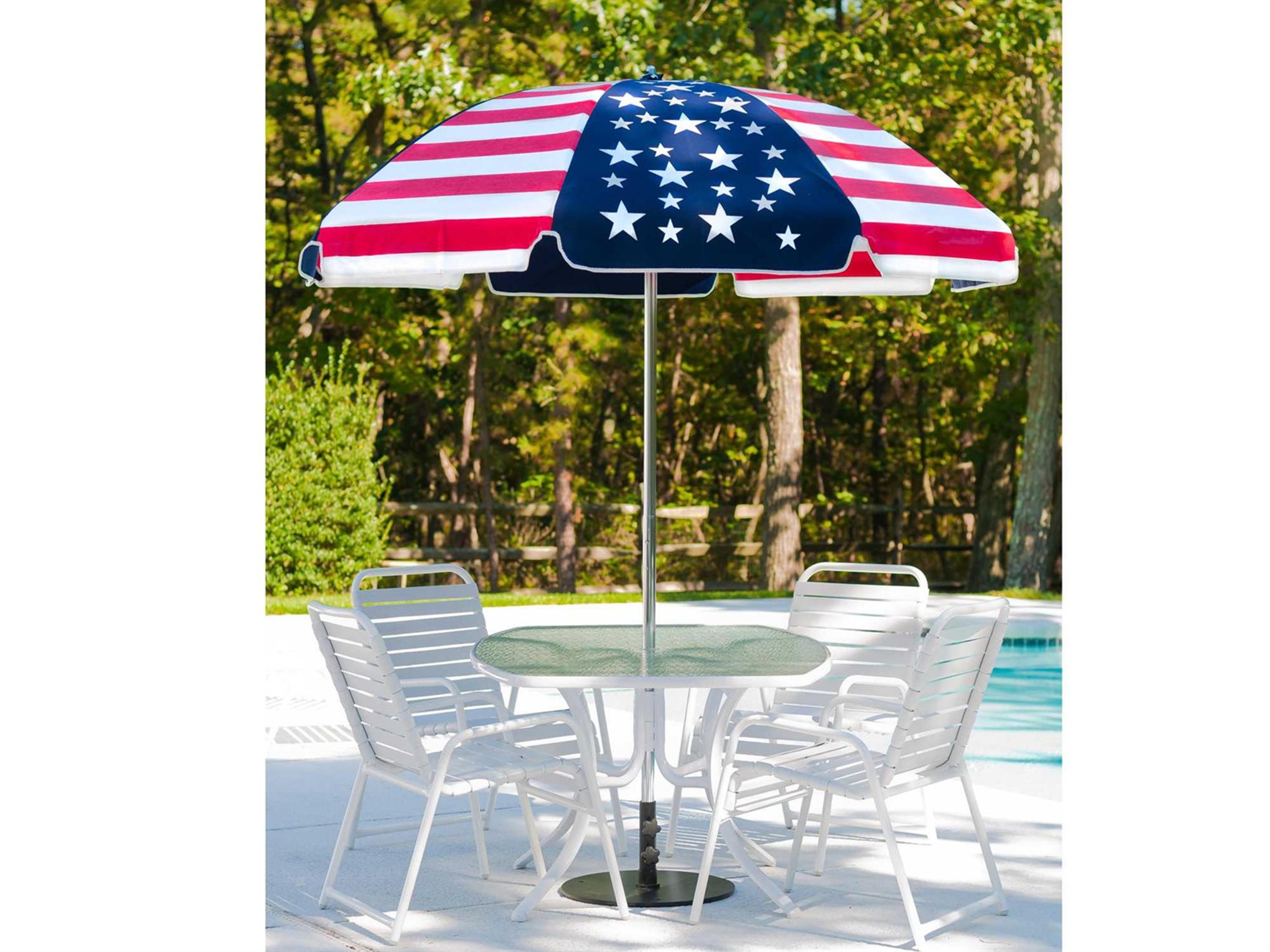 Frankford Quick Ship Laurel Steel Silver Anodized 7.5 Foot Octagon Outdoor Patio Umbrella