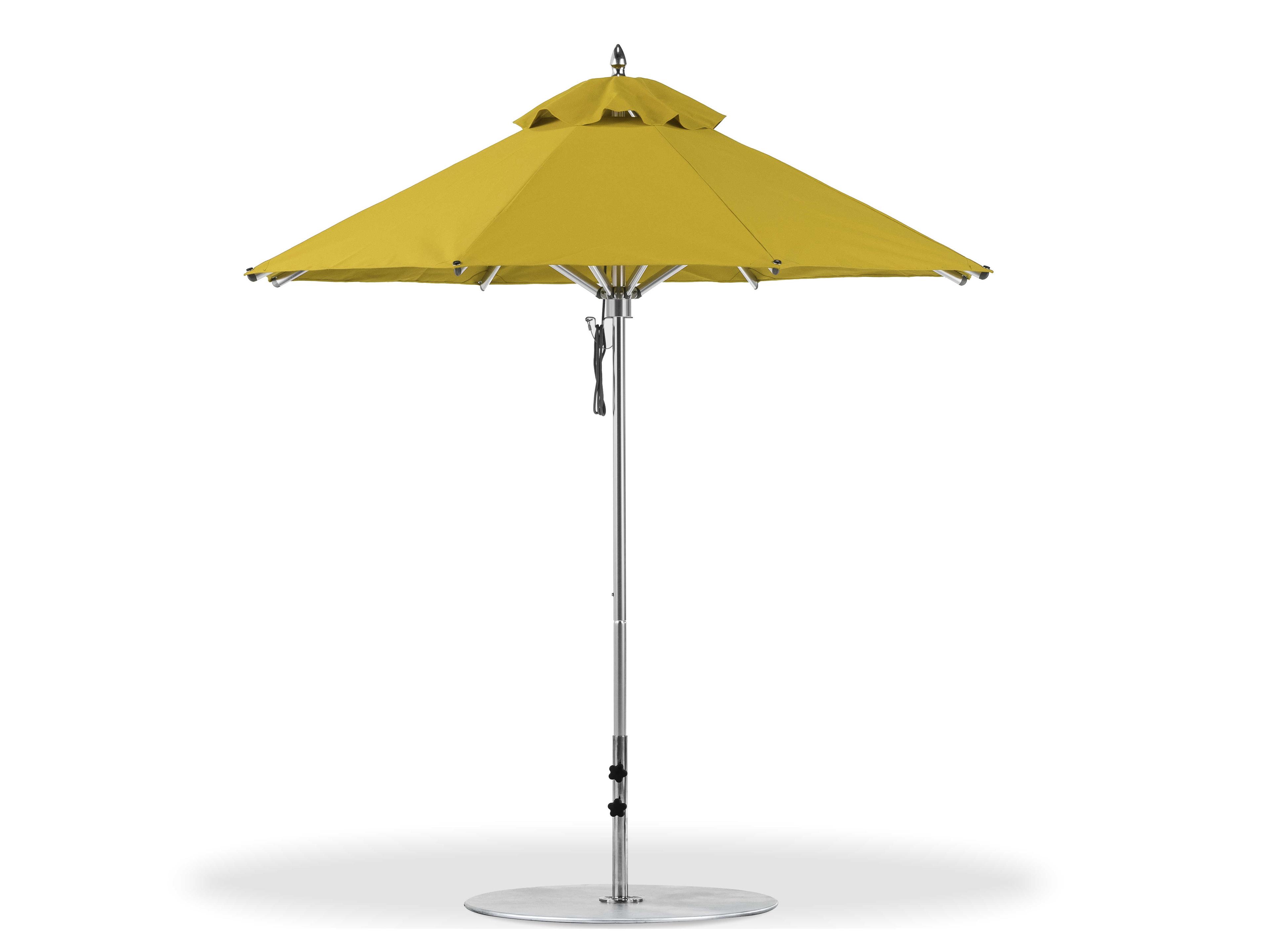 Frankford Greenwich Aluminum Silver Anodized 7.5 Foot Octagon Pulley Lift Outdoor Patio Umbrella