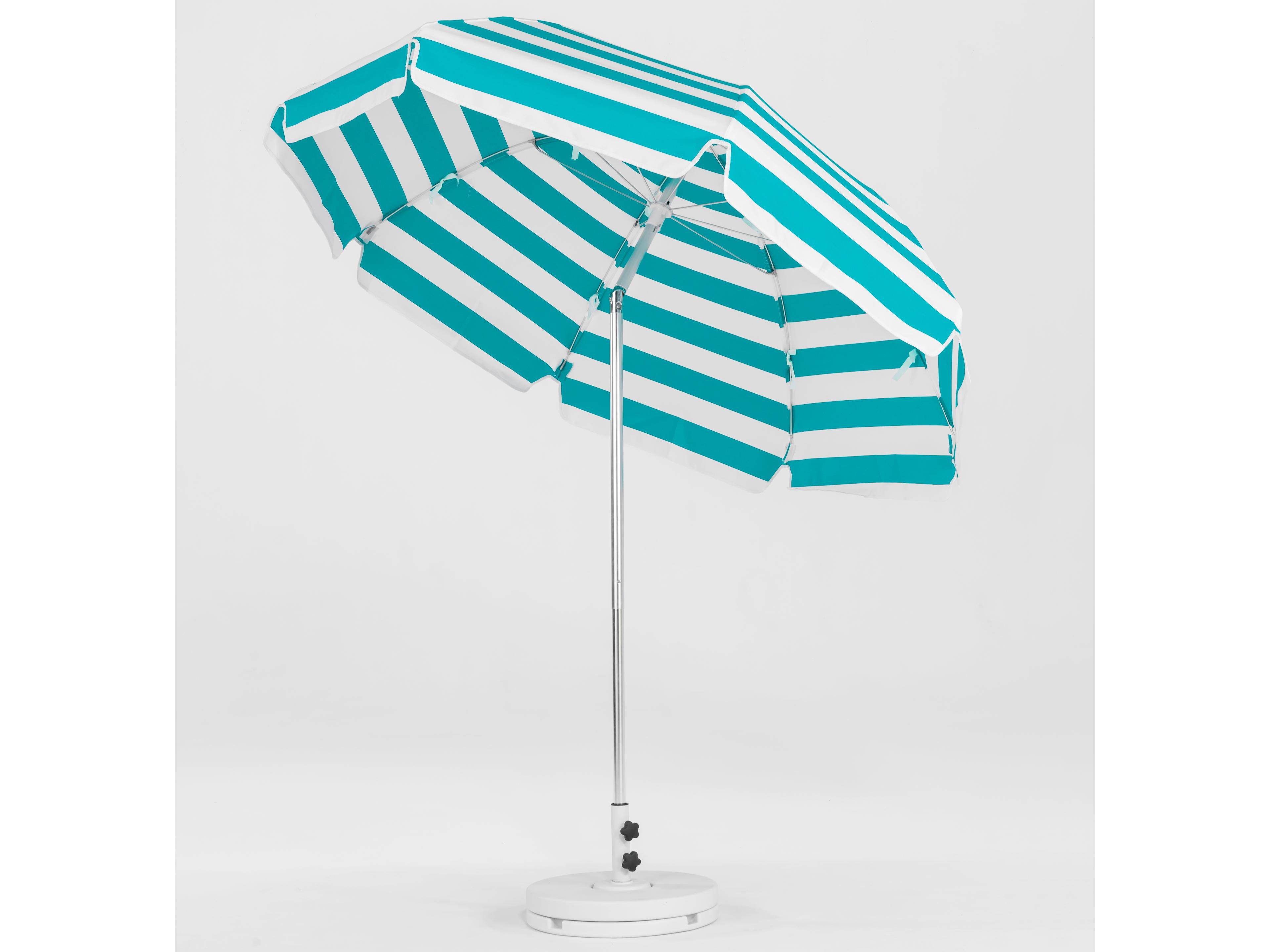Frankford Laurel Steel Silver Anodized 7.5 Foot Octagon Crank Tilt Patio Umbrella - Special Order Striped Fabric