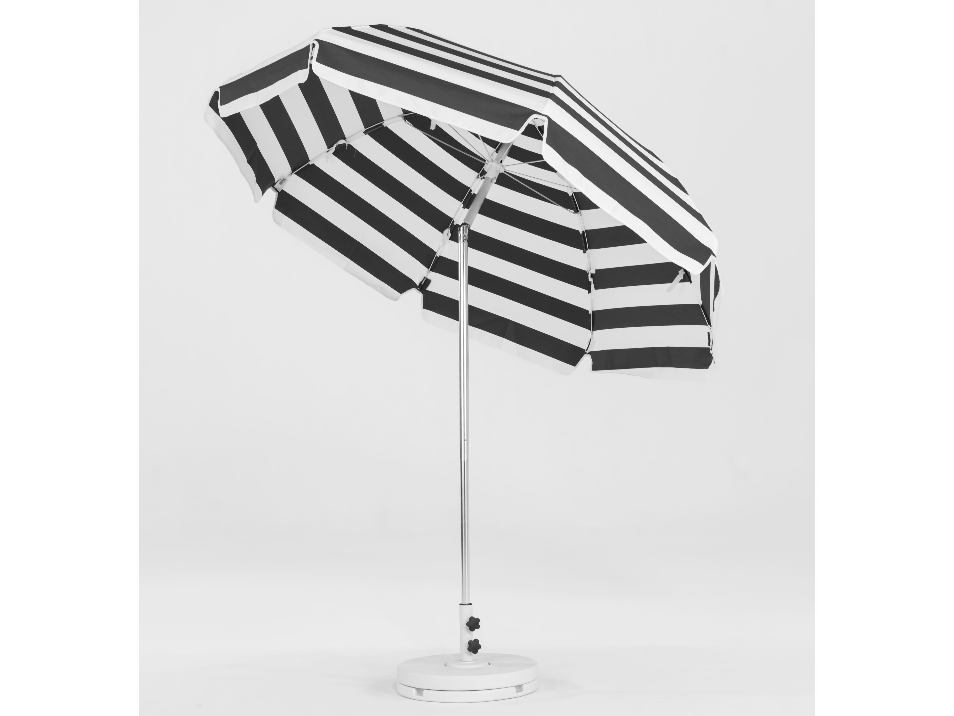 Frankford Laurel Steel Silver Anodized 7.5 Foot Octagon Crank Tilt Patio Umbrella - Special Order Striped Fabric