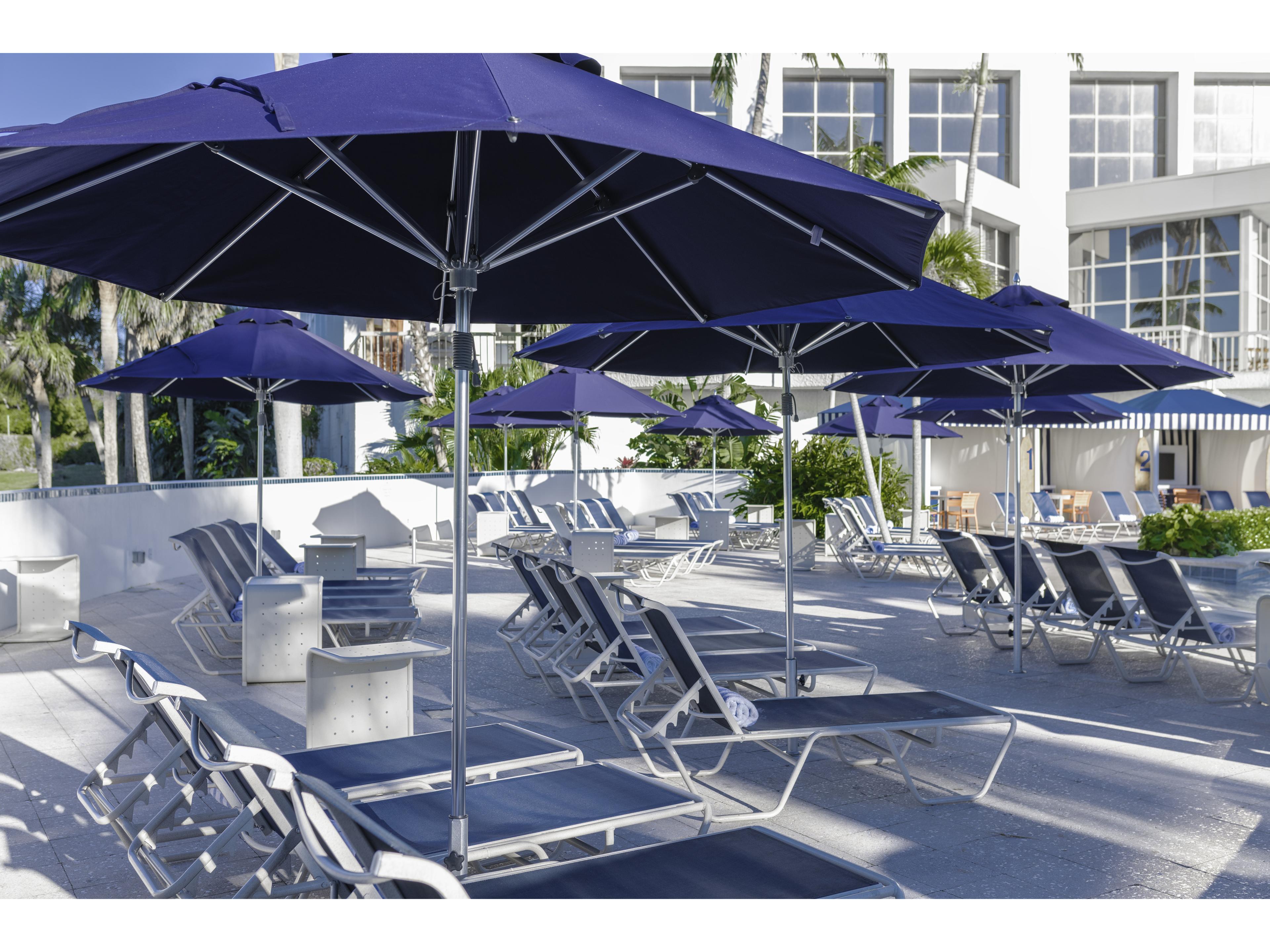 Frankford Greenwich Aluminum Silver Anodized 9 Foot Octagon Pulley Lift Outdoor Umbrella