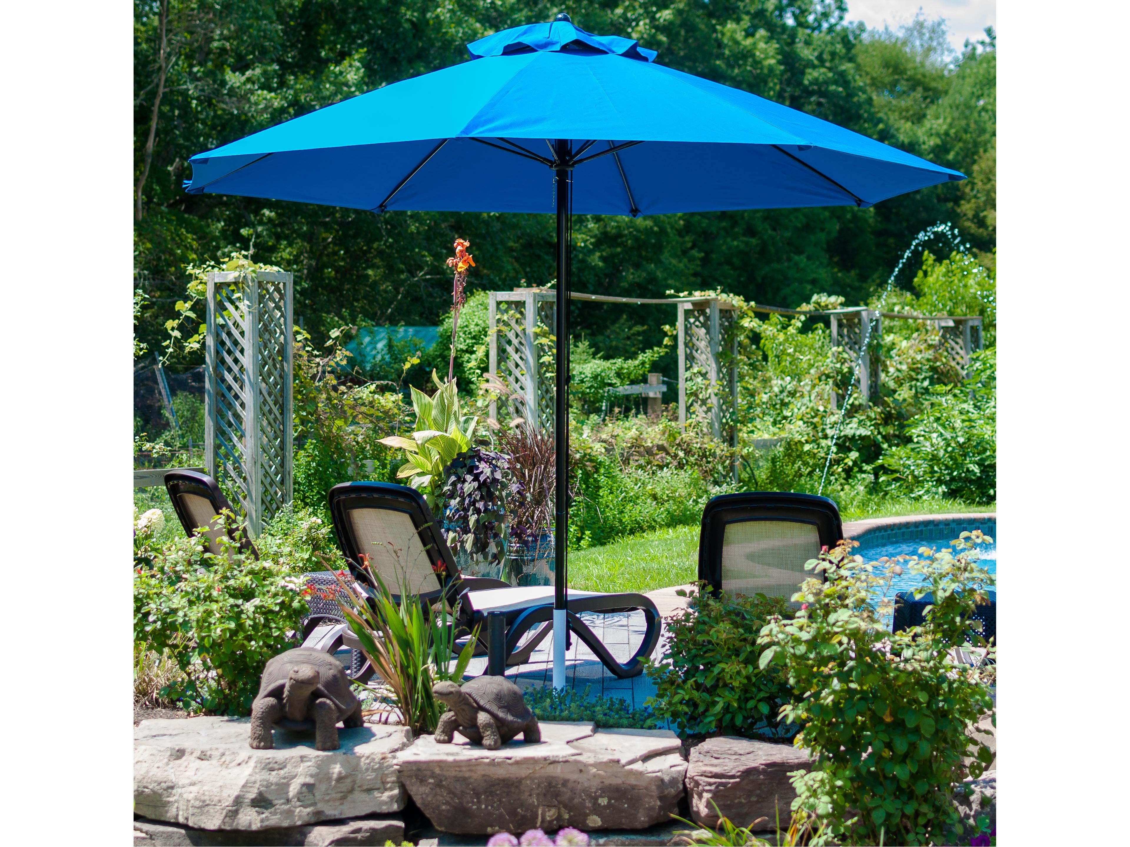 Frankford Quick Ship Monterey Market Fiberglass 9 Foot Octagon Pulley Lift Patio Umbrella