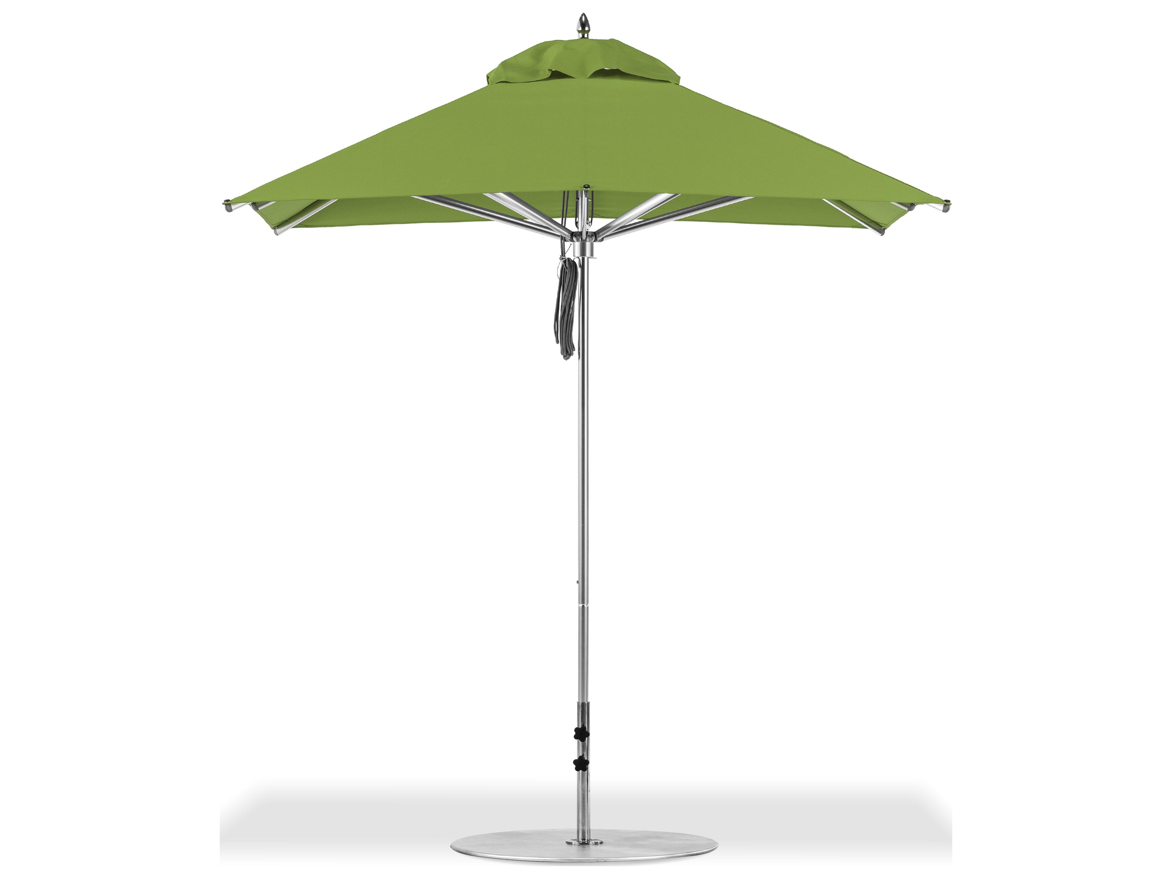 Frankford Greenwich Market Silver Anodized Aluminum 7.5 Foot Square Pulley Lift Outdoor Umbrella