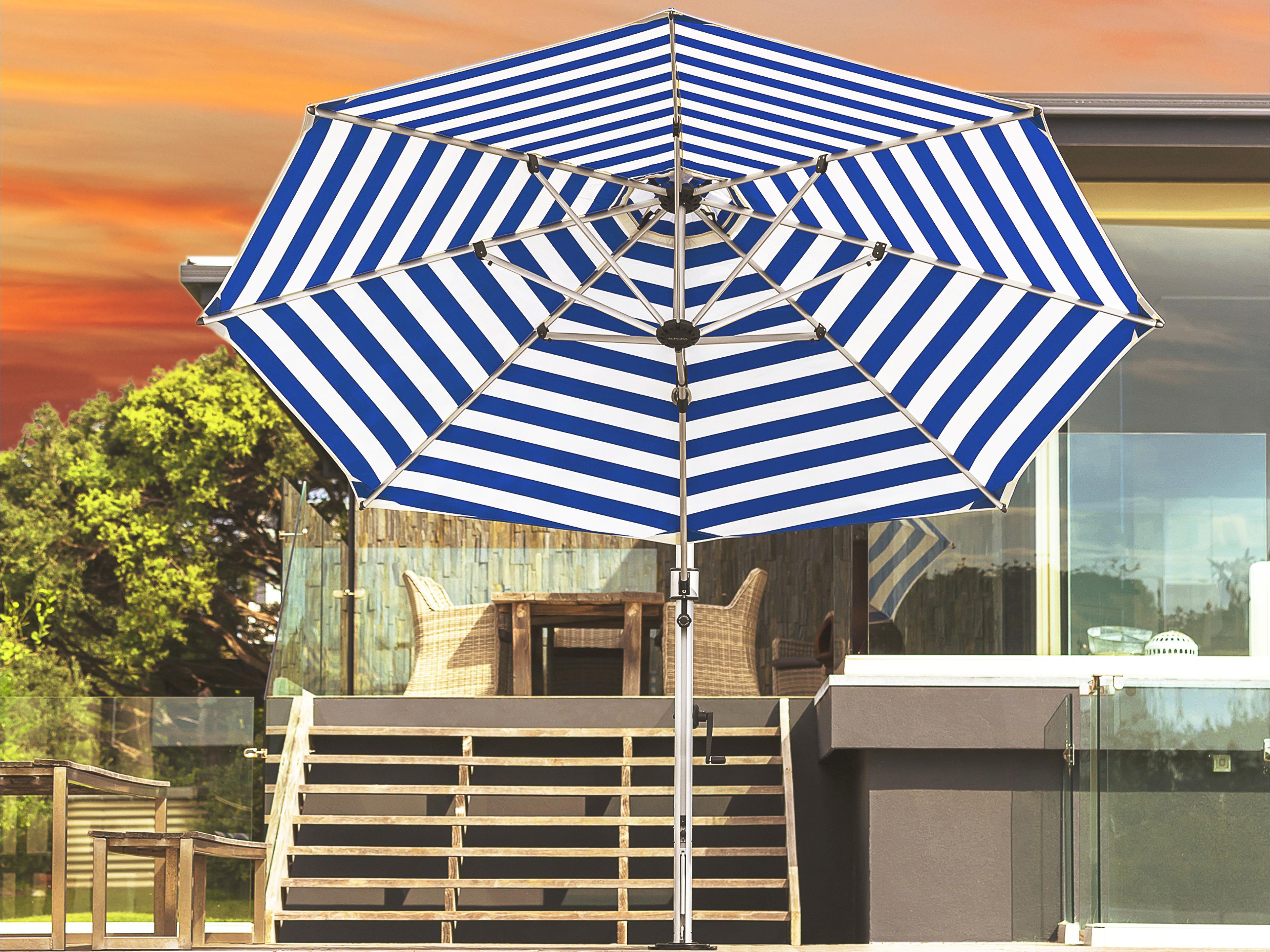 Frankford Aurora Premium Cantilever Aluminum Matte Silver 11 Foot Octagon Crank Lift Outdoor Umbrella