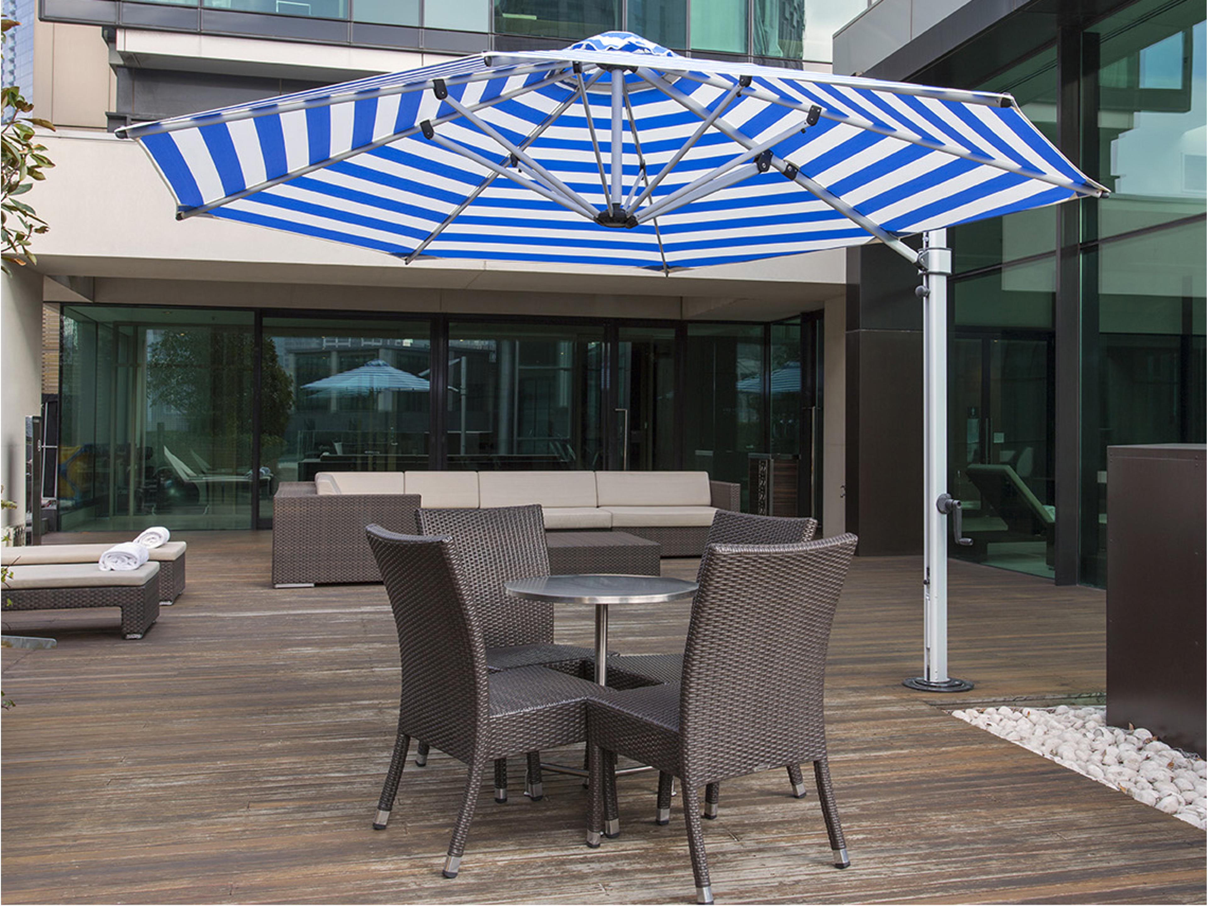 Frankford Aurora Premium Cantilever Aluminum Matte Silver 11 Foot Octagon Crank Lift Outdoor Umbrella