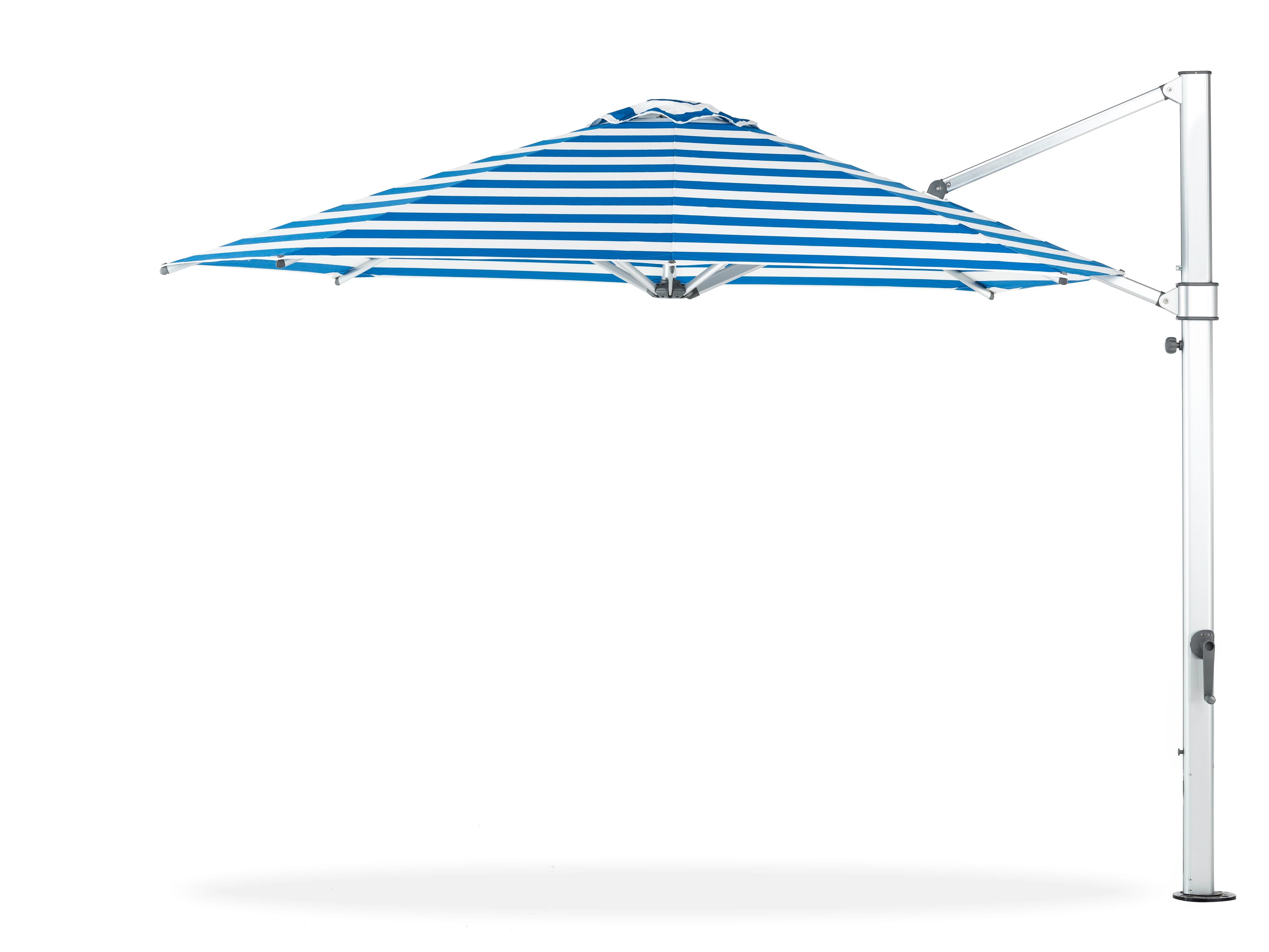 Frankford Aurora Stripe Cantilever Fiberglass Brushed Silver 13 Foot Octagon Crank Lift Infinity Tilt Outdoor Patio Umbrella