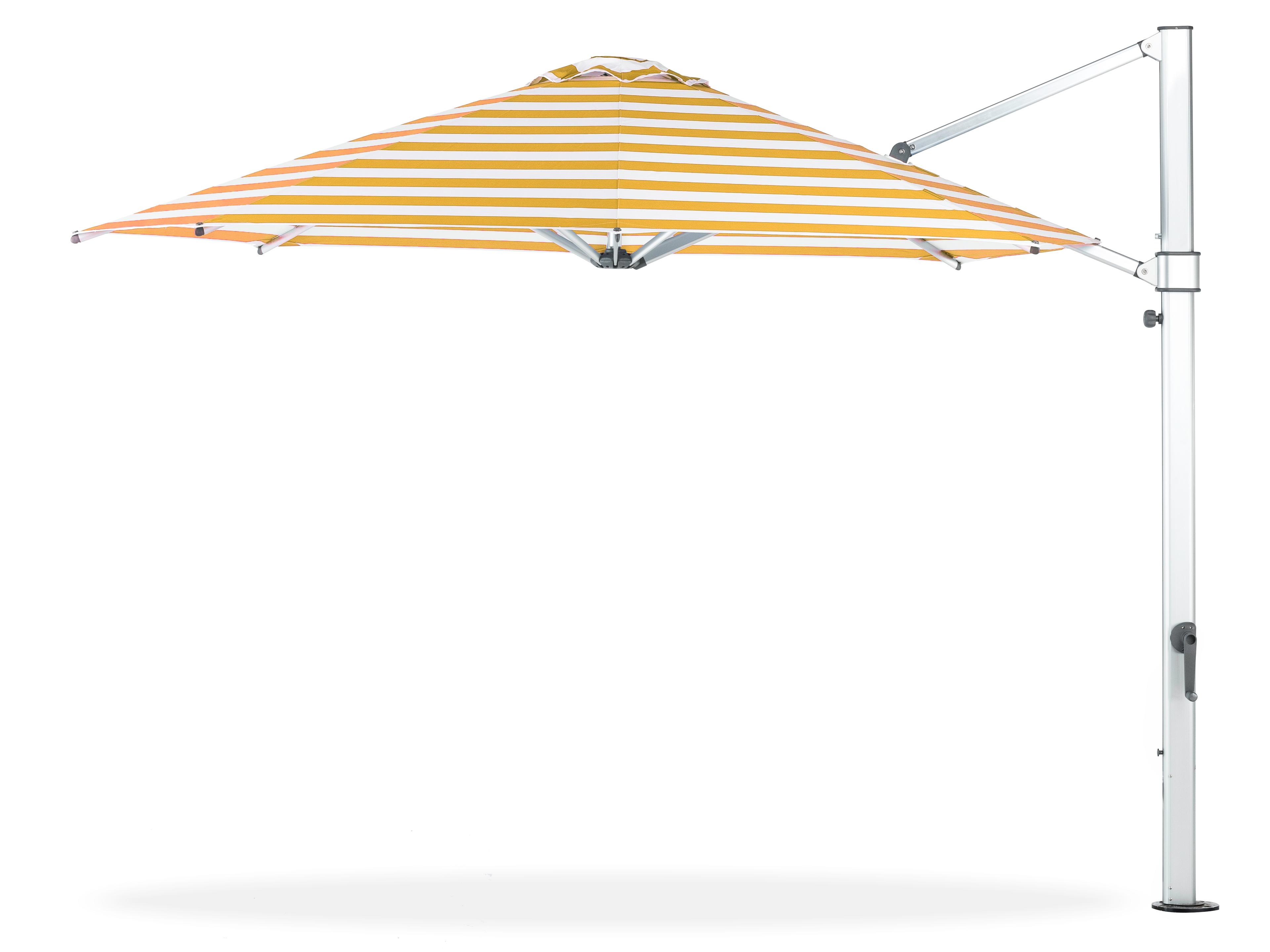 Frankford Aurora Stripe Cantilever Fiberglass Brushed Silver 13 Foot Octagon Crank Lift Infinity Tilt Outdoor Patio Umbrella