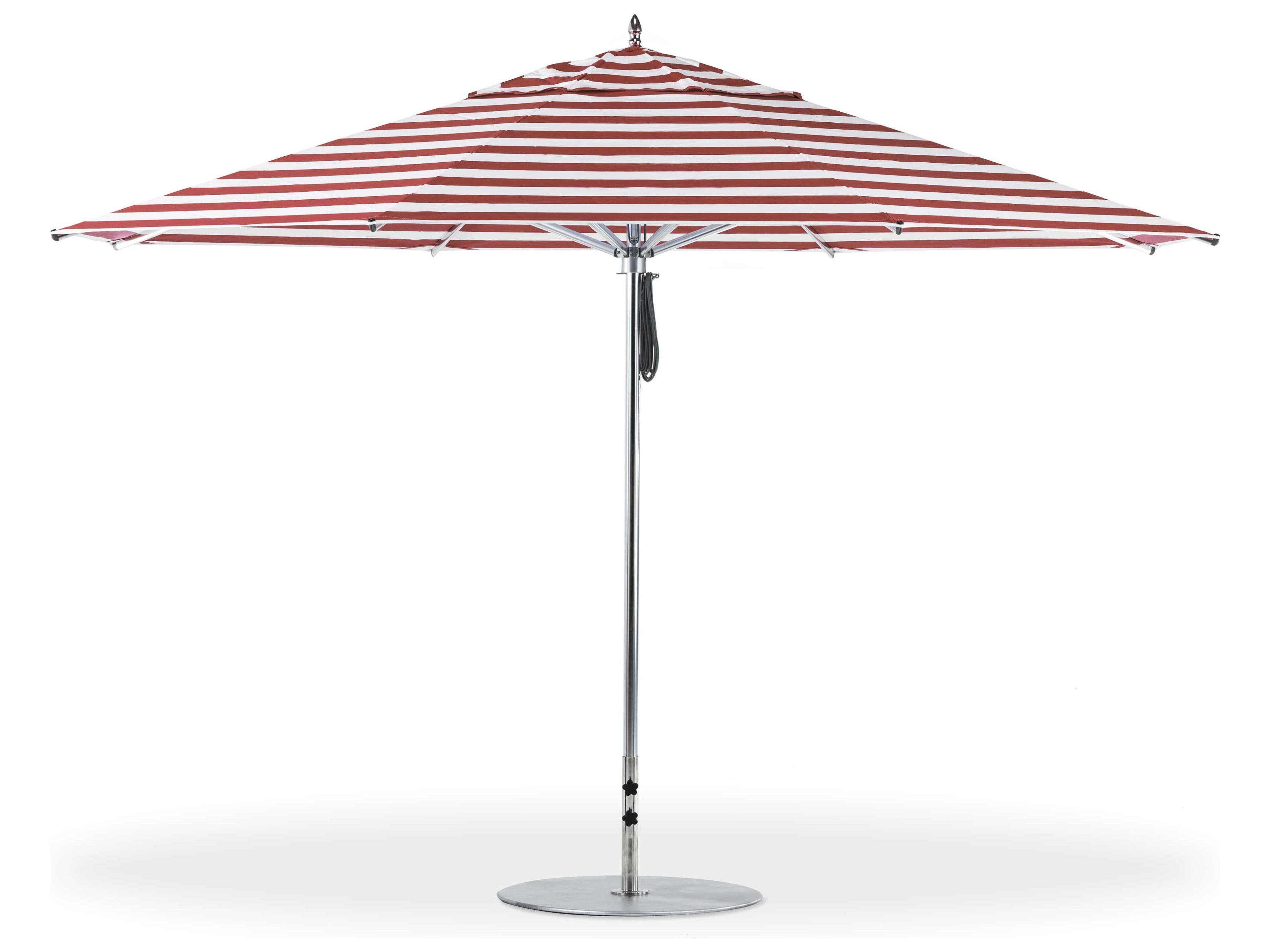 Frankford G-Series Greenwich Market Aluminum Silver Anodized 13 Foot Octagon Double Pulley Lift Outdoor Umbrella - Special Order Striped Fabric
