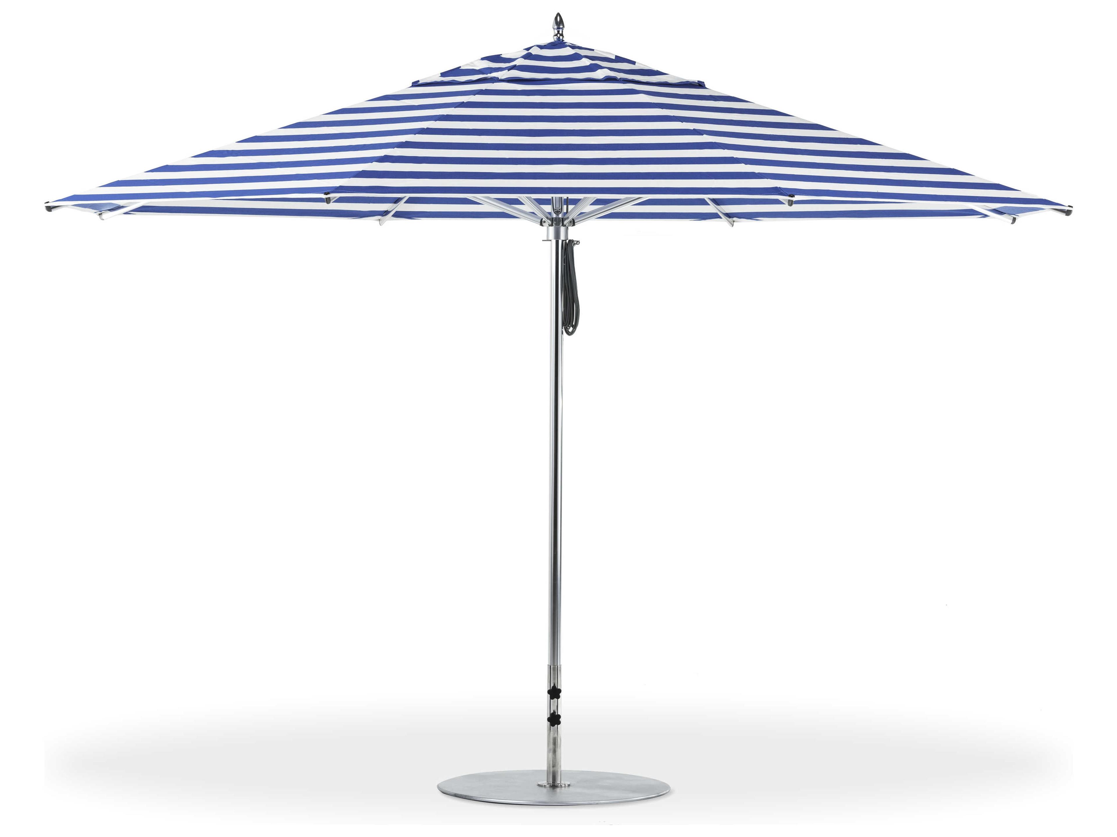 Frankford G-Series Greenwich Market Aluminum Silver Anodized 13 Foot Octagon Double Pulley Lift Outdoor Umbrella - Special Order Striped Fabric