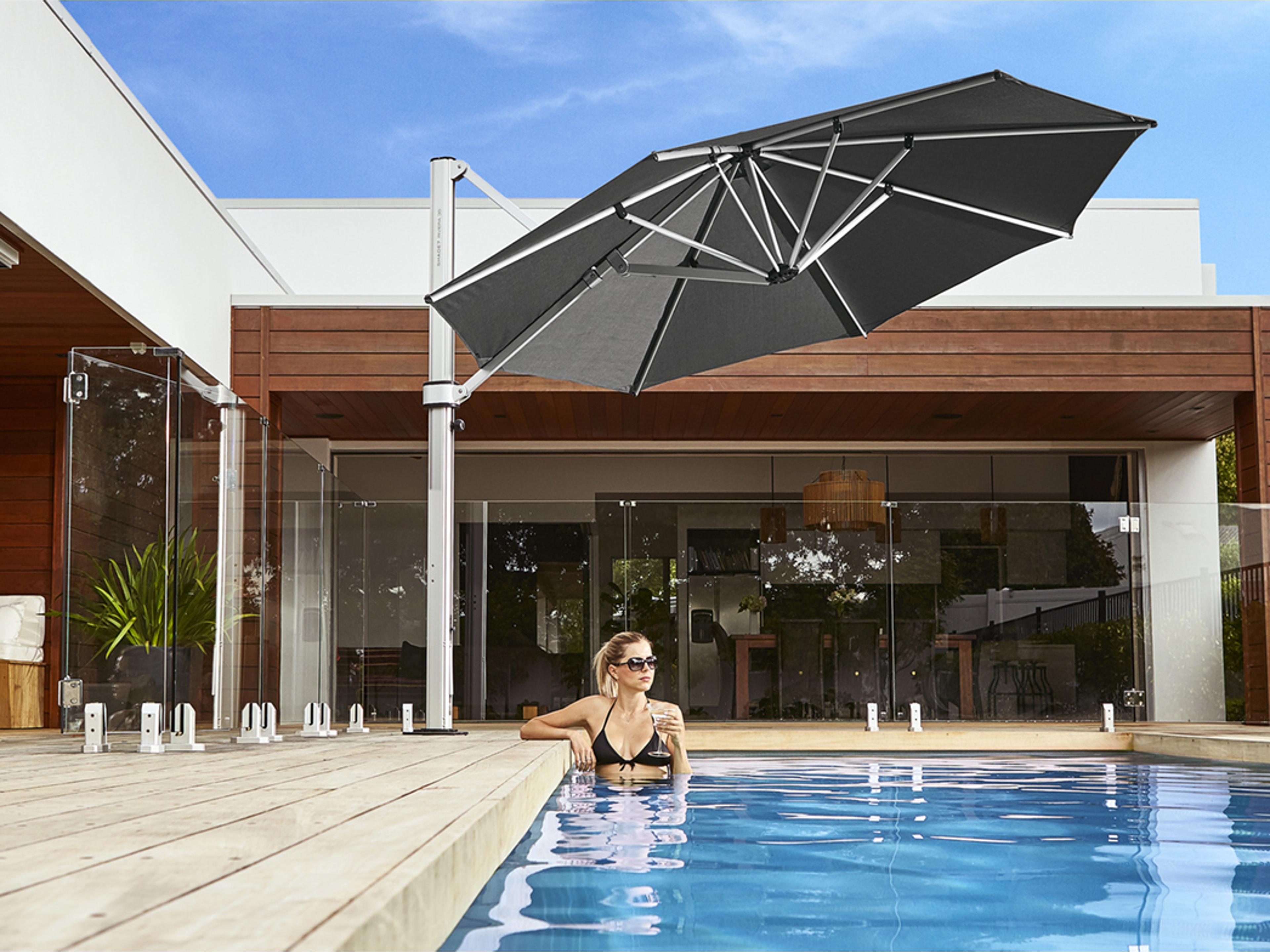Frankford Eclipse Commercial Cantilever 13 Foot Octagon Crank Lift Outdoor Patio Umbrella