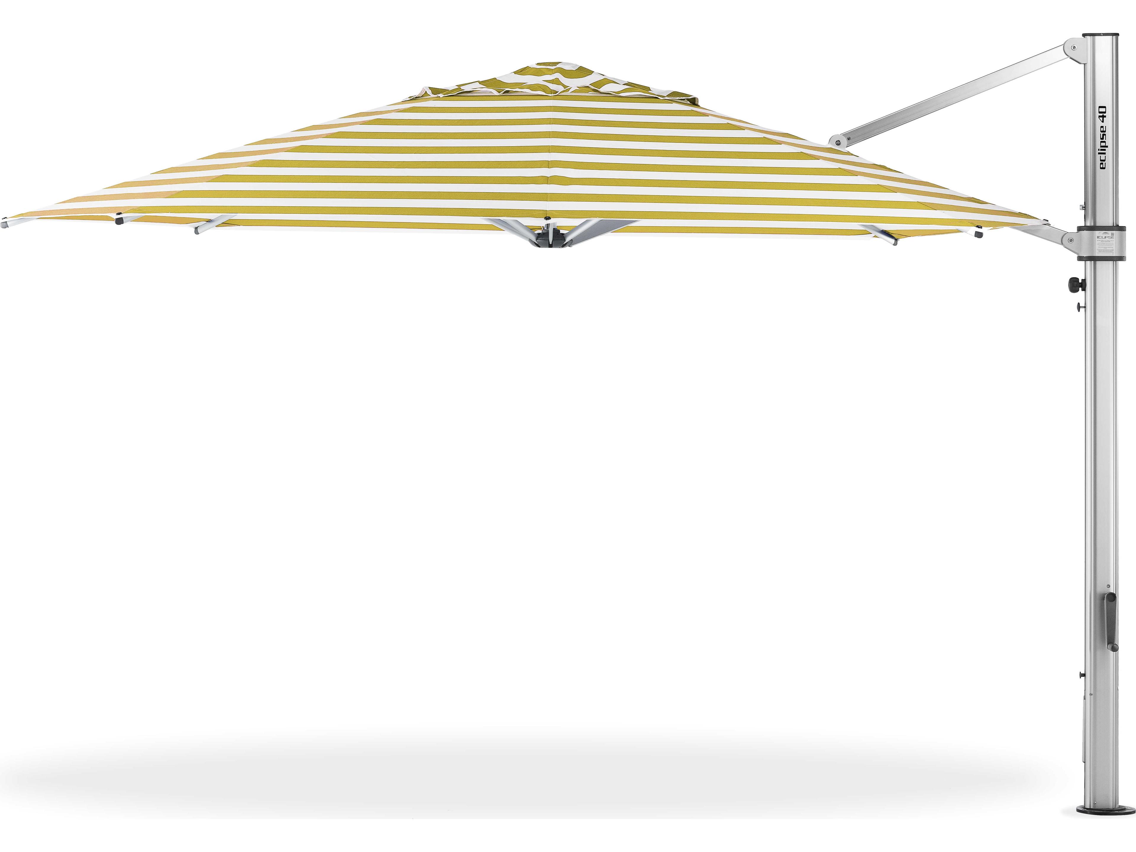 Frankford Eclipse Commercial Cantilever 13 Foot Octagon Crank Lift Patio Umbrella - Special Order Striped Fabric