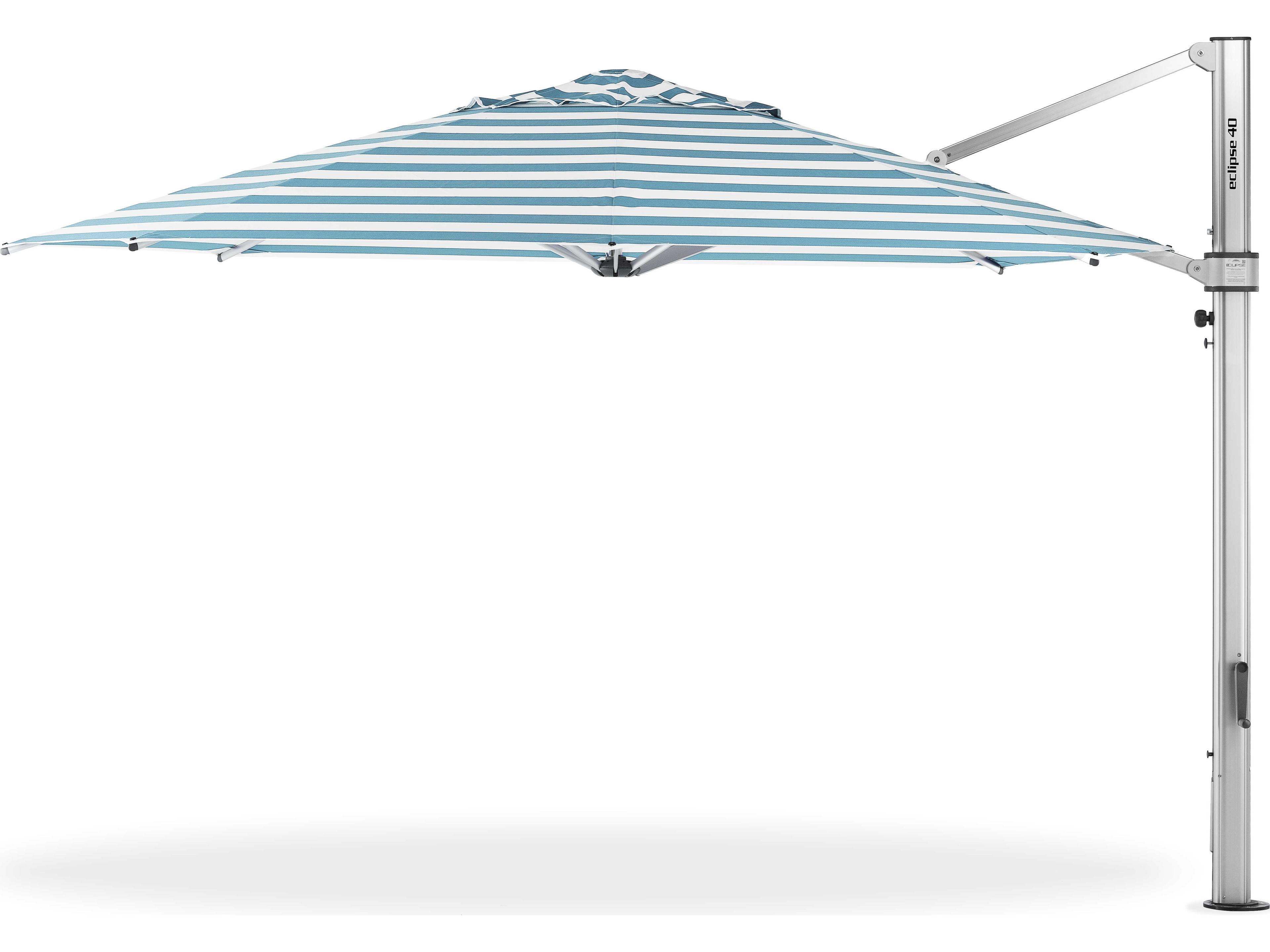 Frankford Eclipse Commercial Cantilever 13 Foot Octagon Crank Lift Patio Umbrella - Special Order Striped Fabric