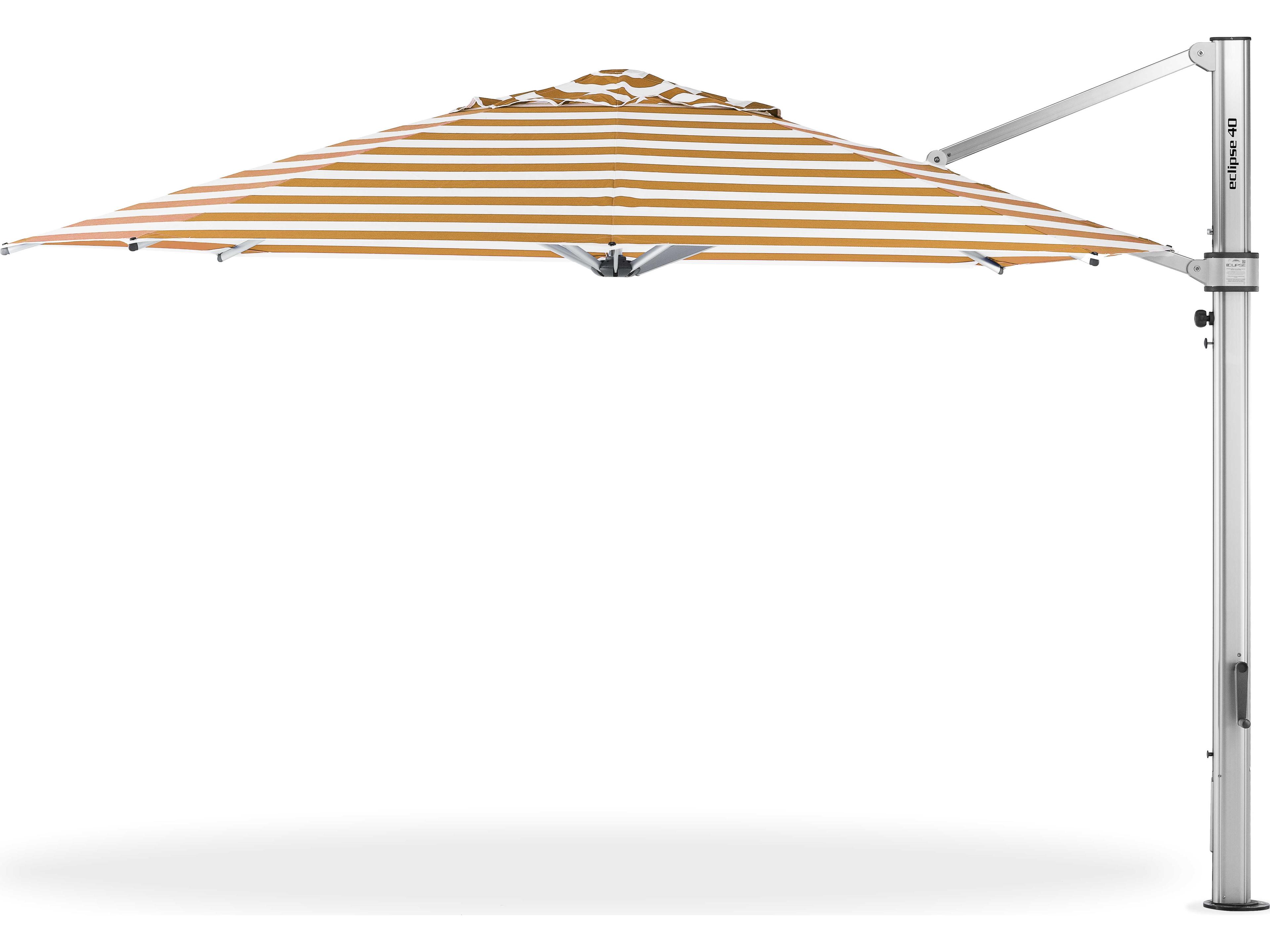 Frankford Eclipse Commercial Cantilever 13 Foot Octagon Crank Lift Patio Umbrella - Special Order Striped Fabric