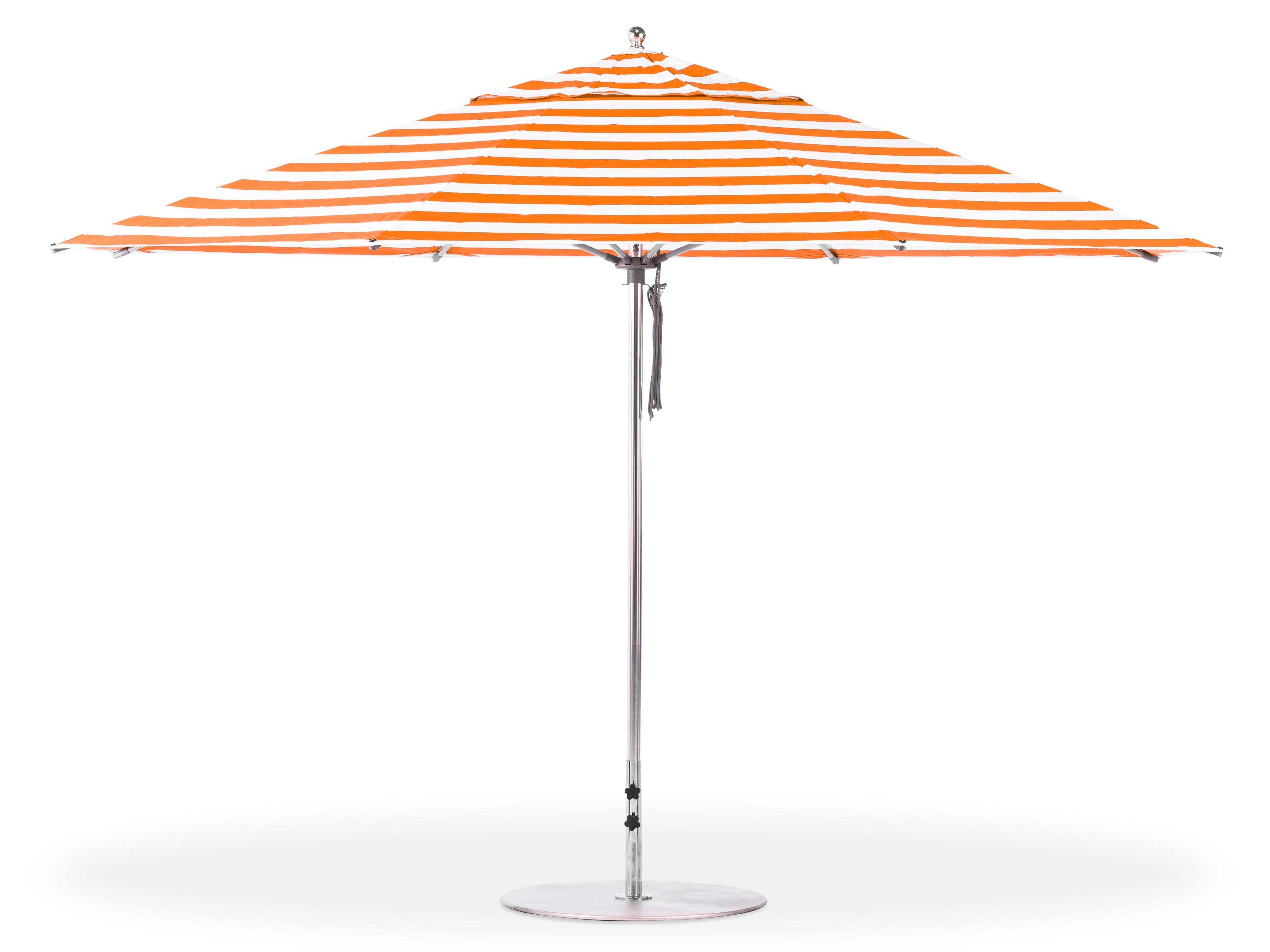 Frankford G-Series Monterey Market Aluminum Silver Anodized 13 Foot Octagon Double Pulley Lift Outdoor Patio Umbrella - Special Order Striped Fabric