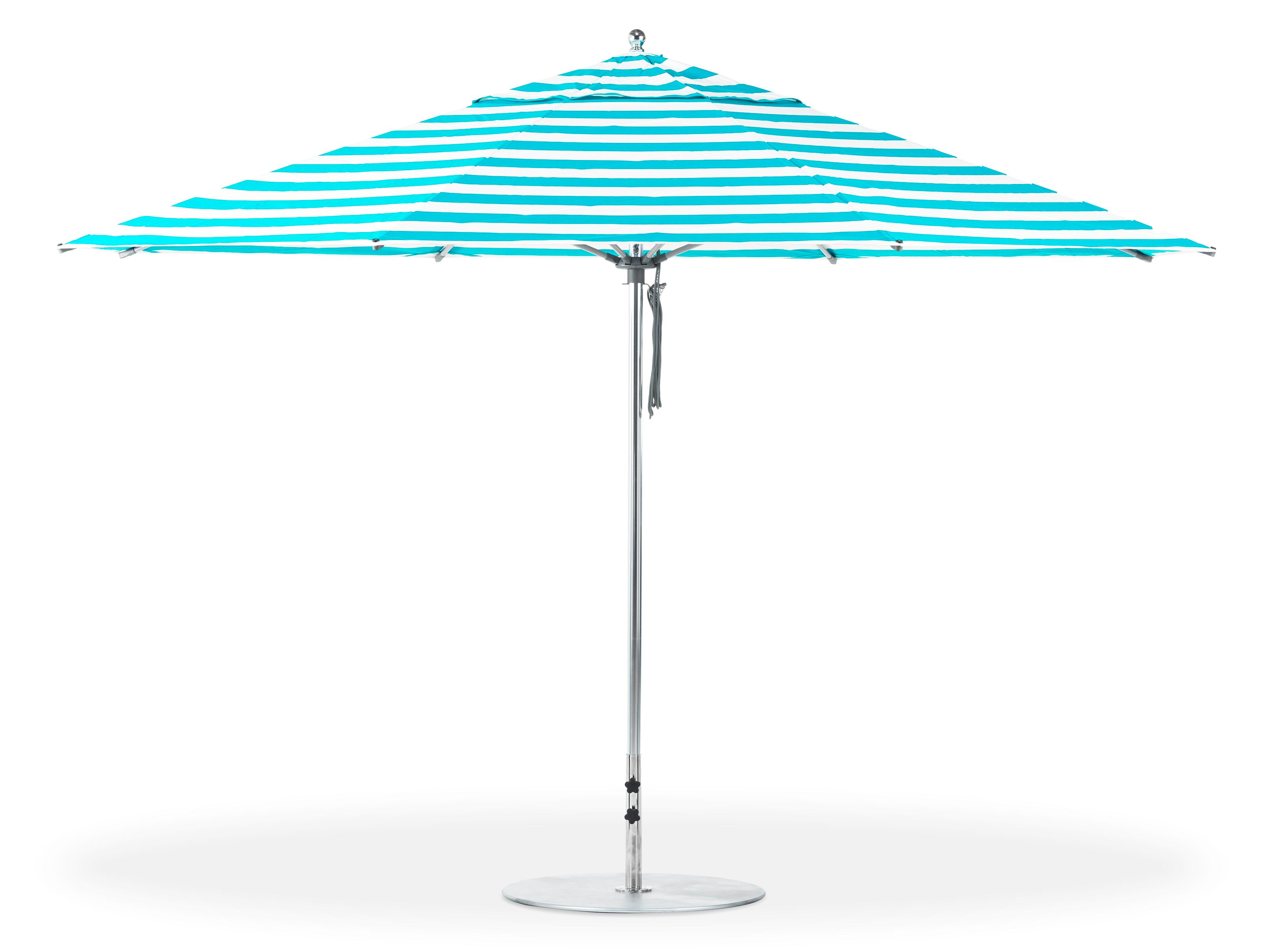 Frankford G-Series Monterey Market Aluminum Silver Anodized 13 Foot Octagon Double Pulley Lift Outdoor Patio Umbrella - Special Order Striped Fabric
