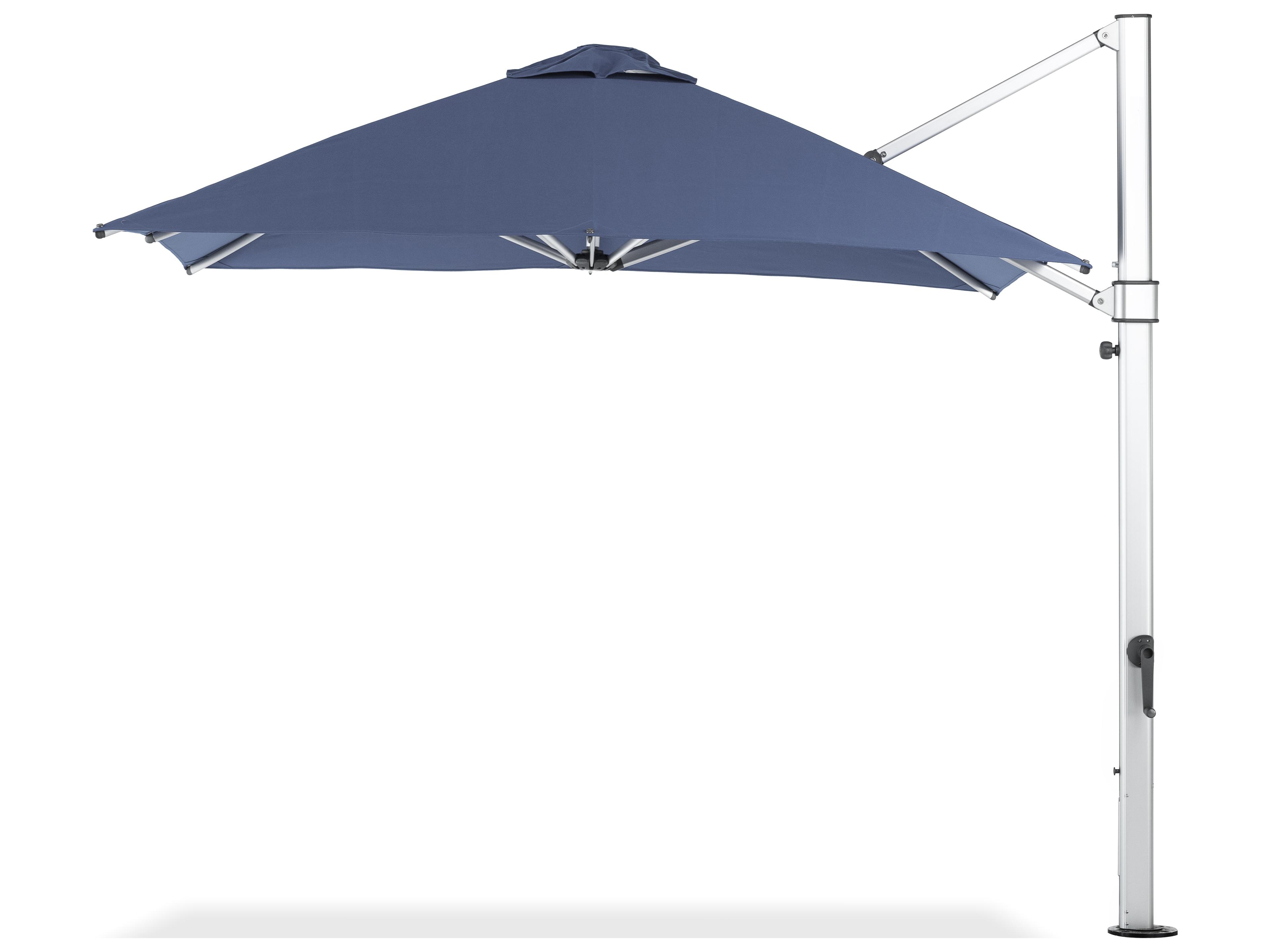 Frankford Aurora Custom Cantilever Fiberglass Brushed Silver 10 Foot Square Crank Lift Infinity Tilt Outdoor Patio Umbrella
