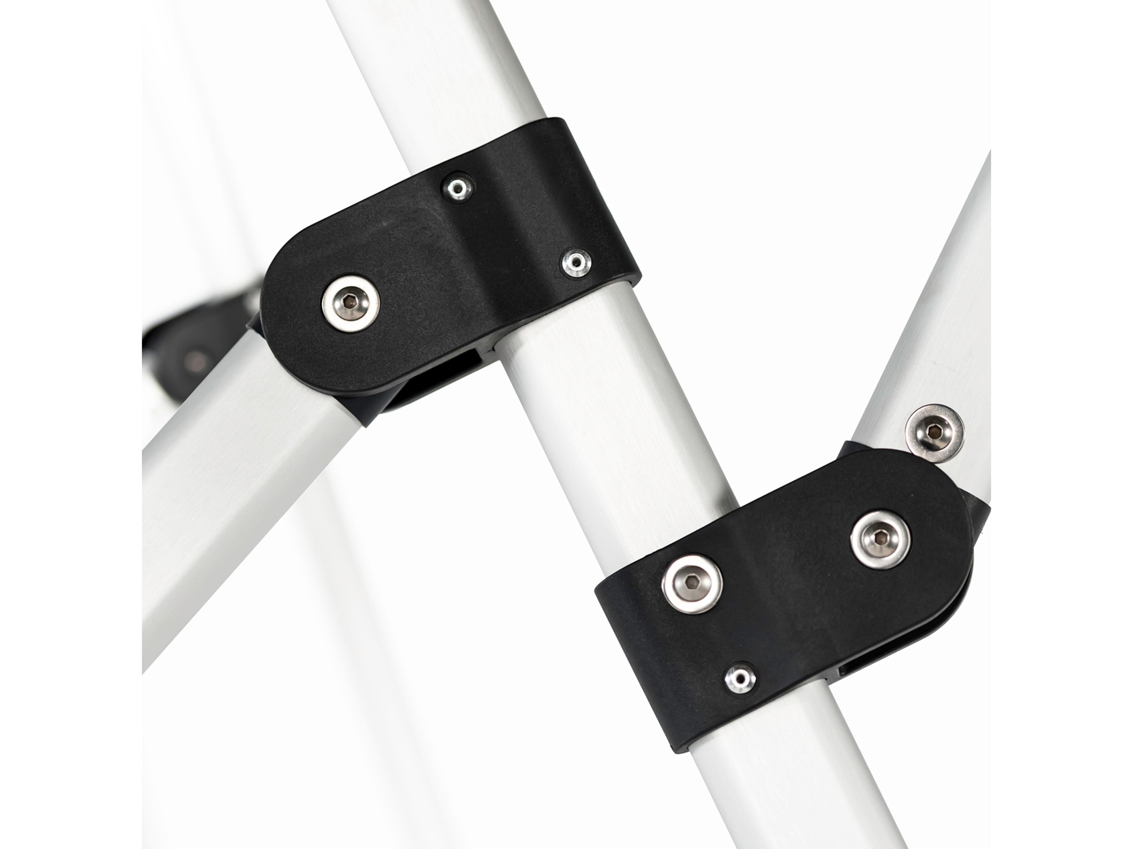 Frankford Aurora Stripe Cantilever Fiberglass Brushed Silver 10 Foot Square Crank Lift Infinity Tilt Patio Umbrella