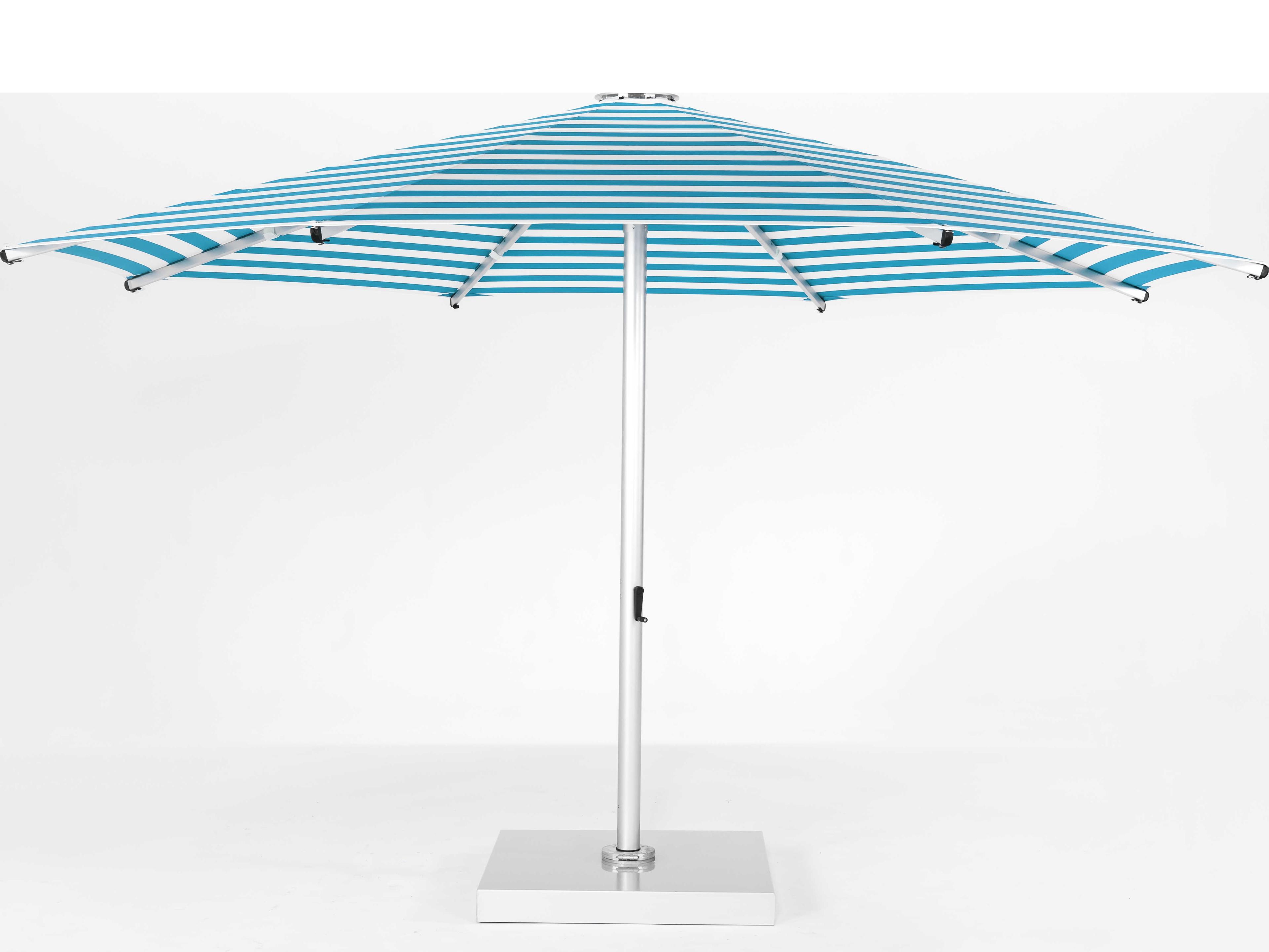 Frankford Nova Giant Center Aluminum Matte Silver 16 Foot Octagon Telescoping Crank Outdoor Patio Umbrella - Striped Fabric