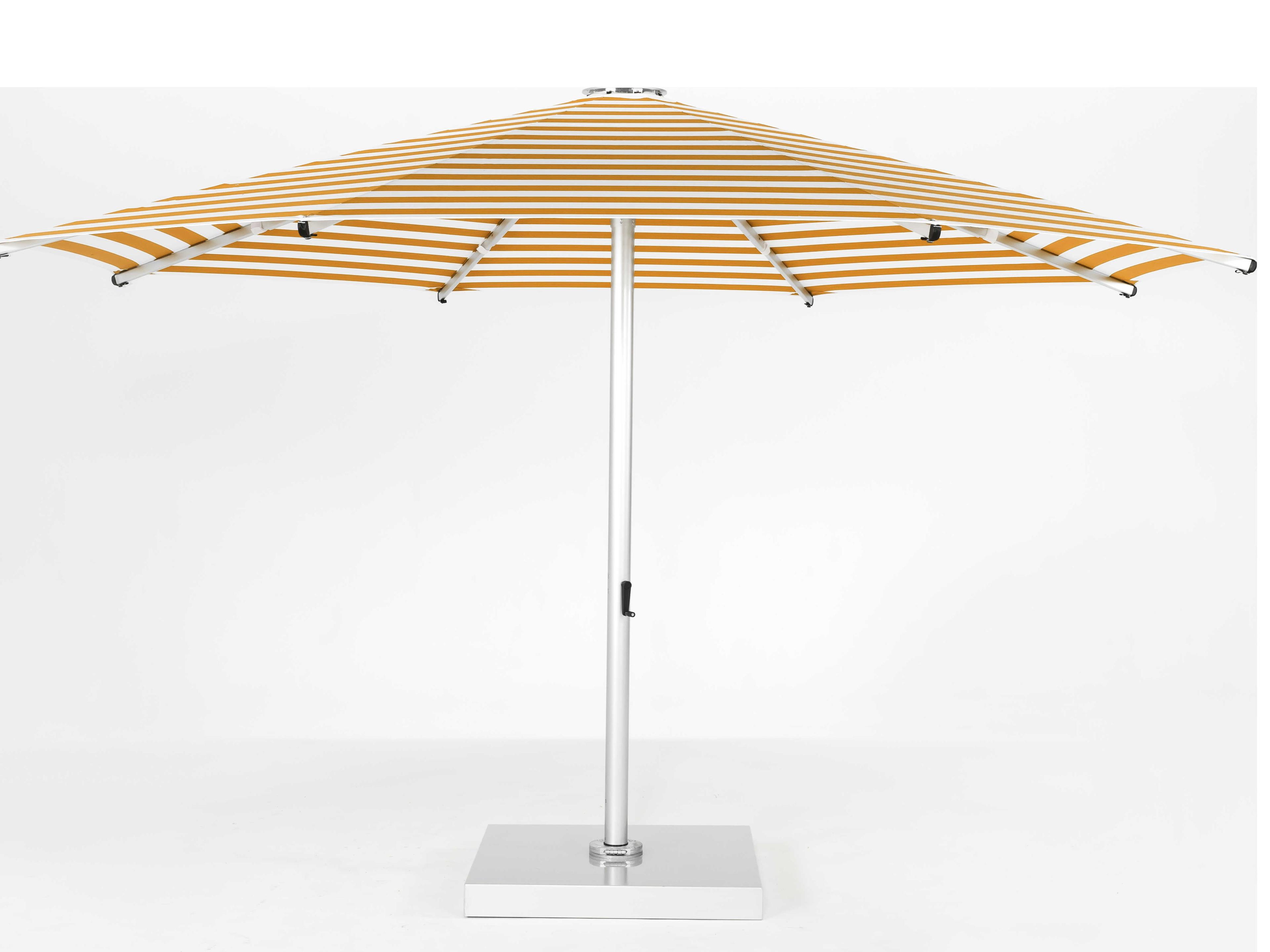 Frankford Nova Giant Center Aluminum Matte Silver 16 Foot Octagon Telescoping Crank Outdoor Patio Umbrella - Striped Fabric