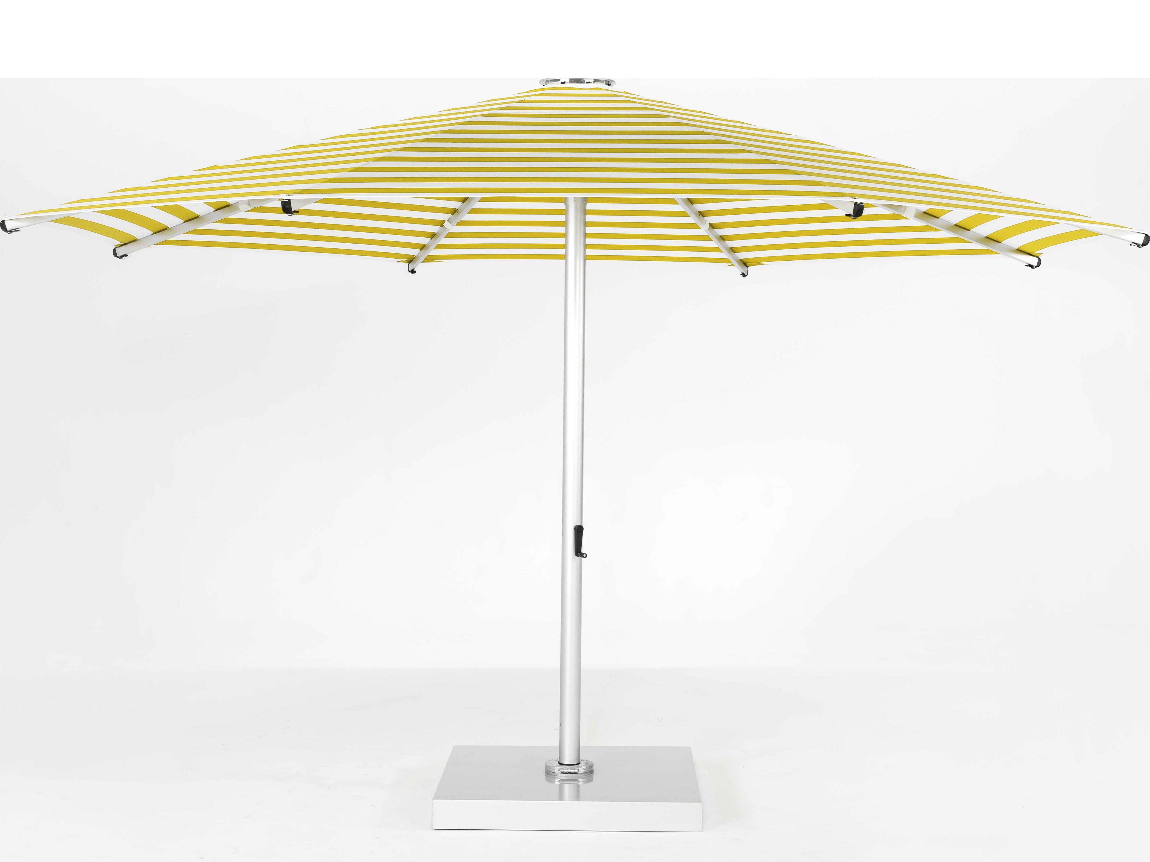 Frankford Nova Giant Center Aluminum Matte Silver 16 Foot Octagon Telescoping Crank Outdoor Patio Umbrella - Striped Fabric