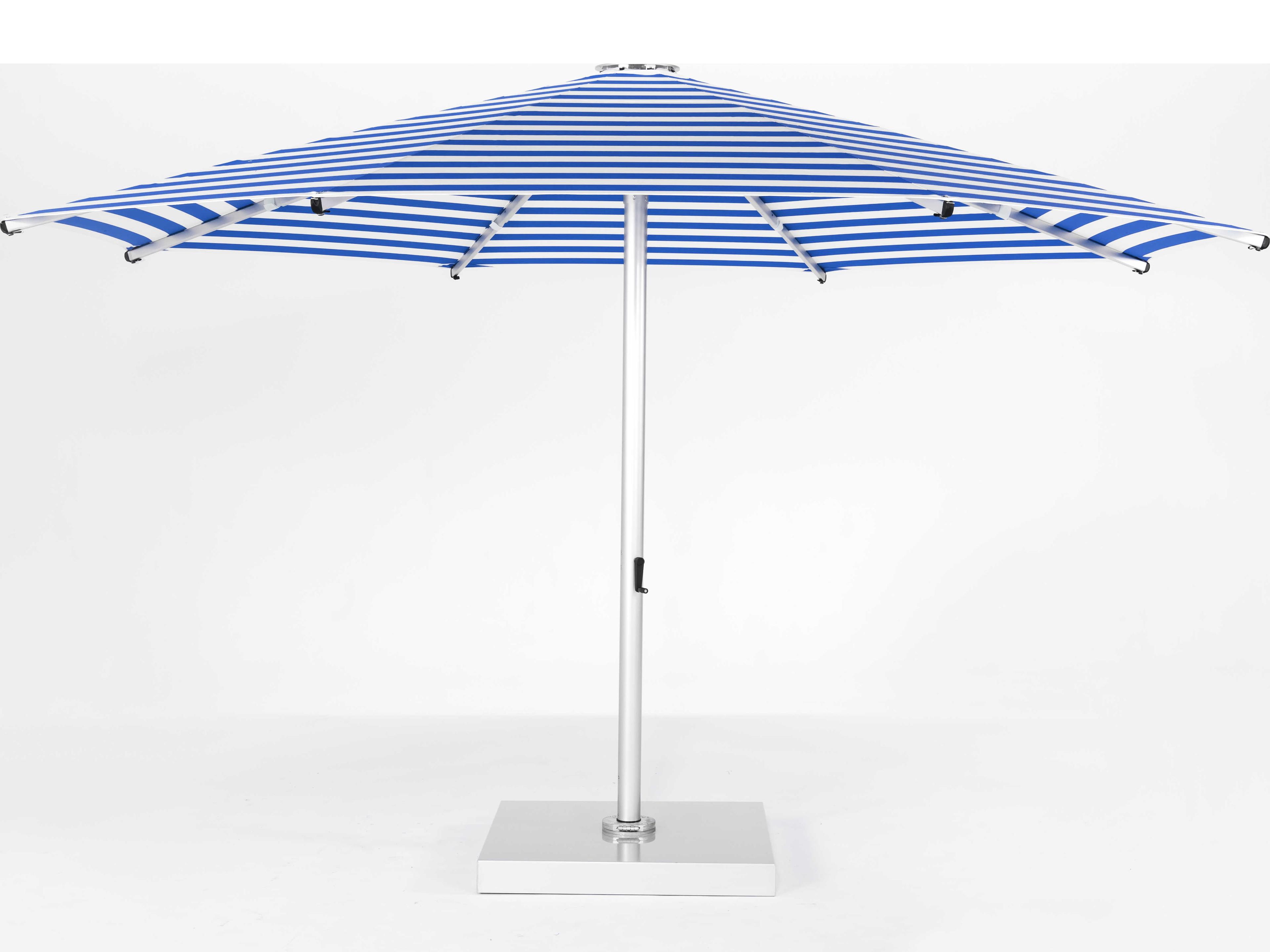 Frankford Nova Giant Center Aluminum Matte Silver 16 Foot Octagon Telescoping Crank Outdoor Patio Umbrella - Striped Fabric