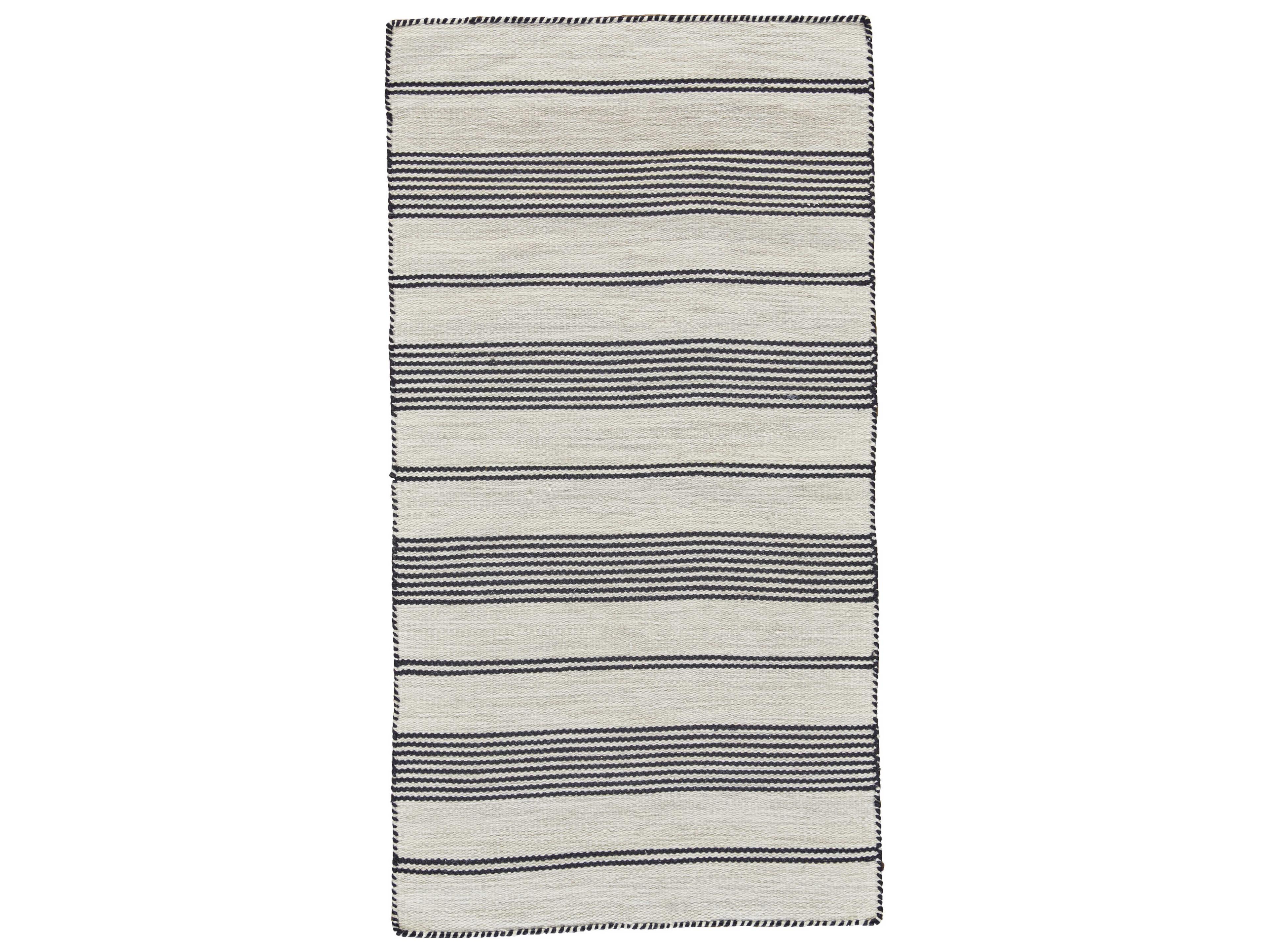 Duprine Area Rug Black and White Striped