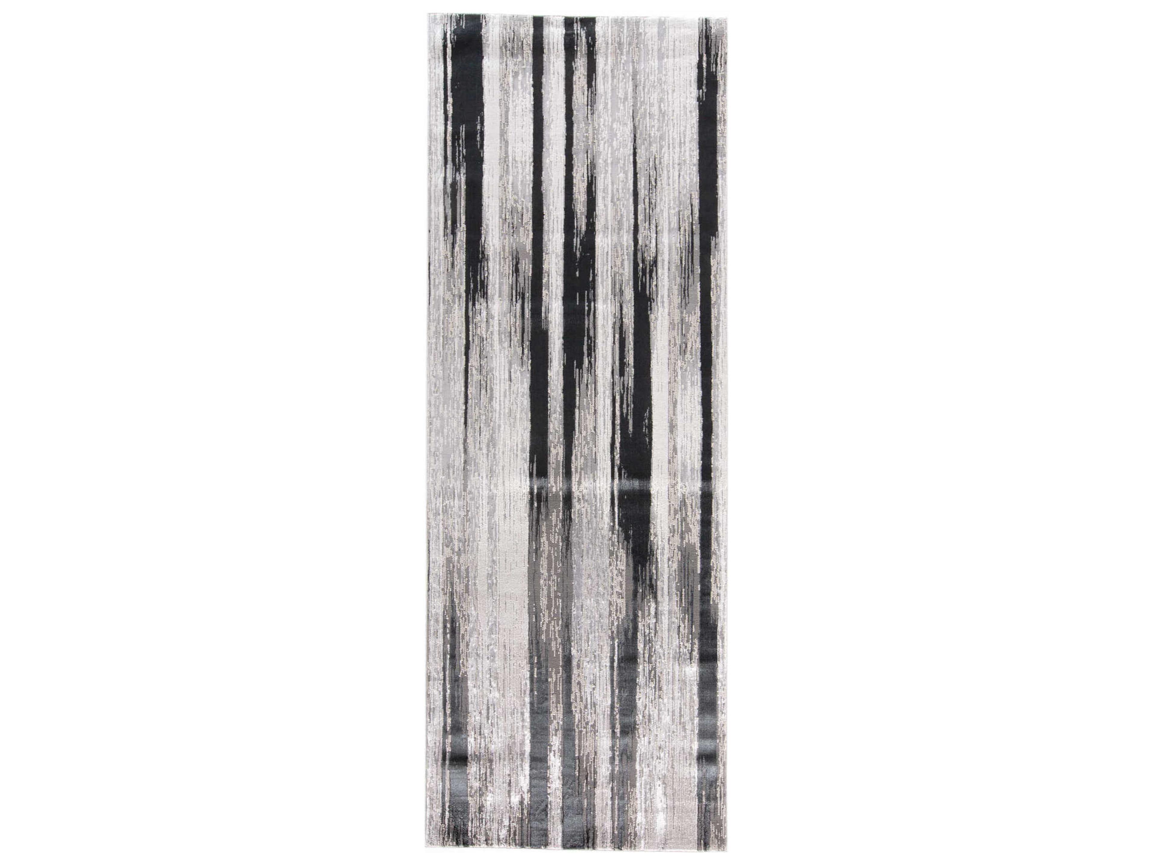 Micah Collection Abstract Runner Rug Black Silver