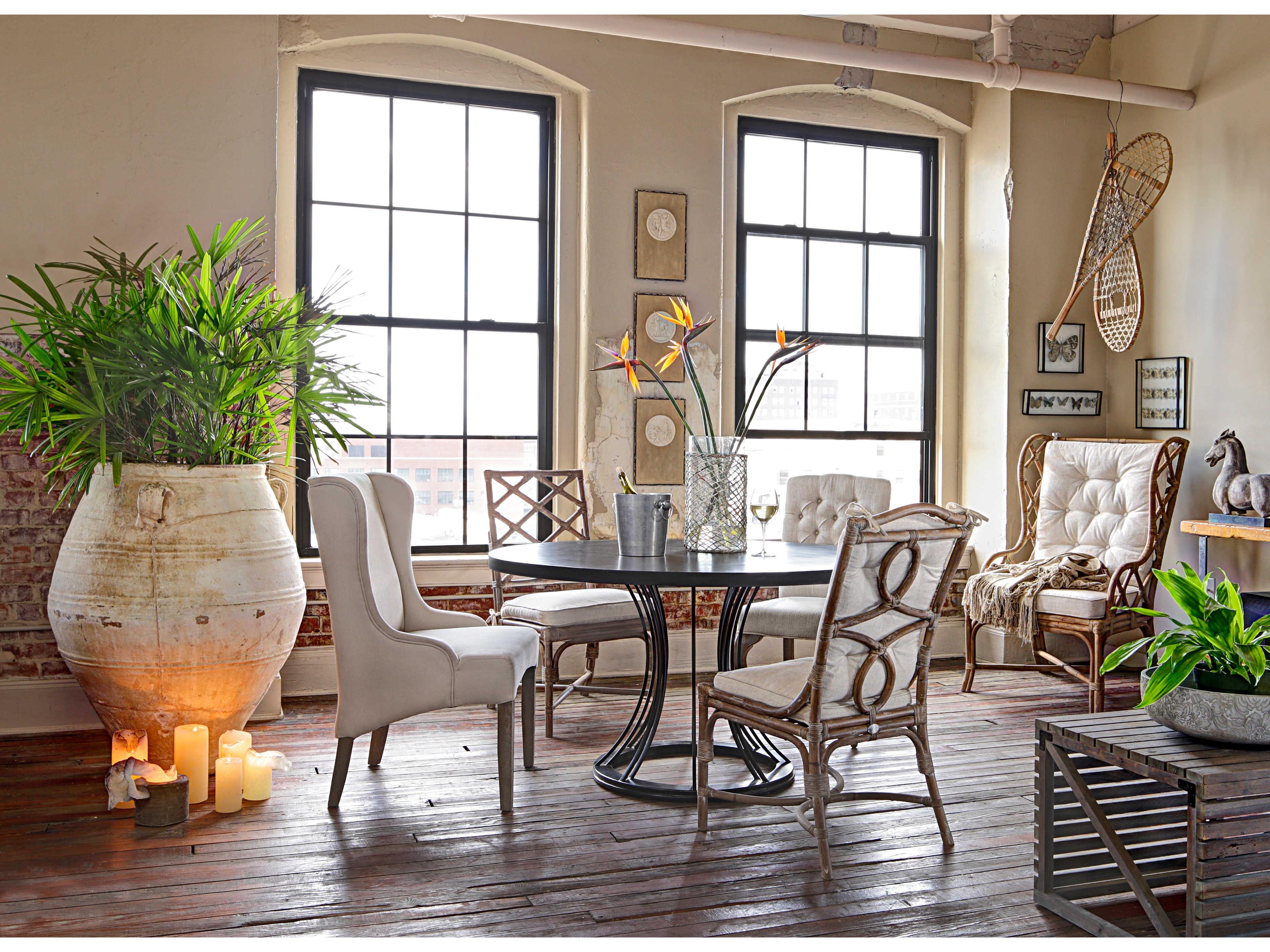 Gabby Kennedy Rattan Beige Upholstered Side Dining Chair