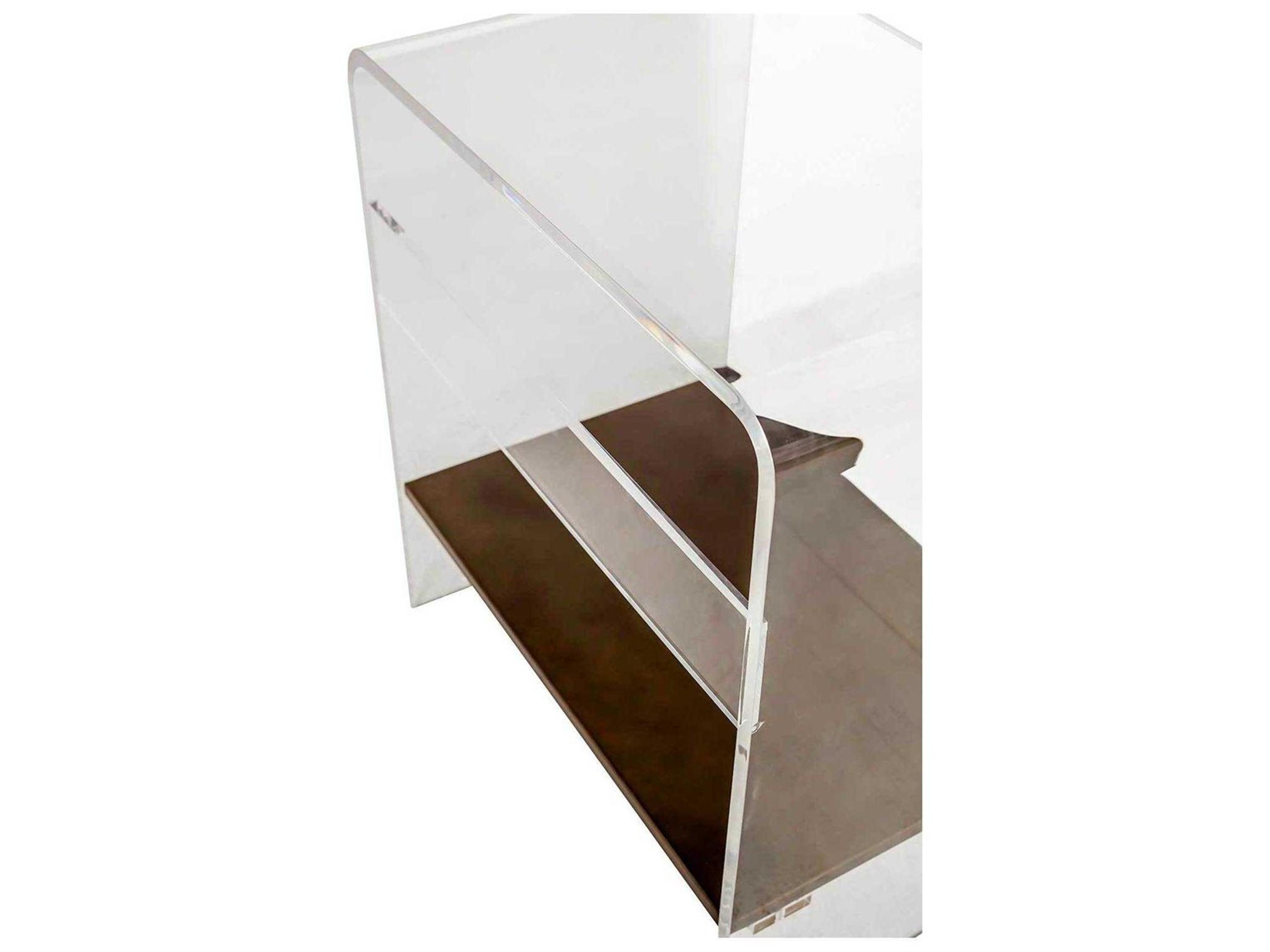 Gabby Sloan Lucite Waterfall Rectangular Plastic Acrylic With Antique Brass End Table