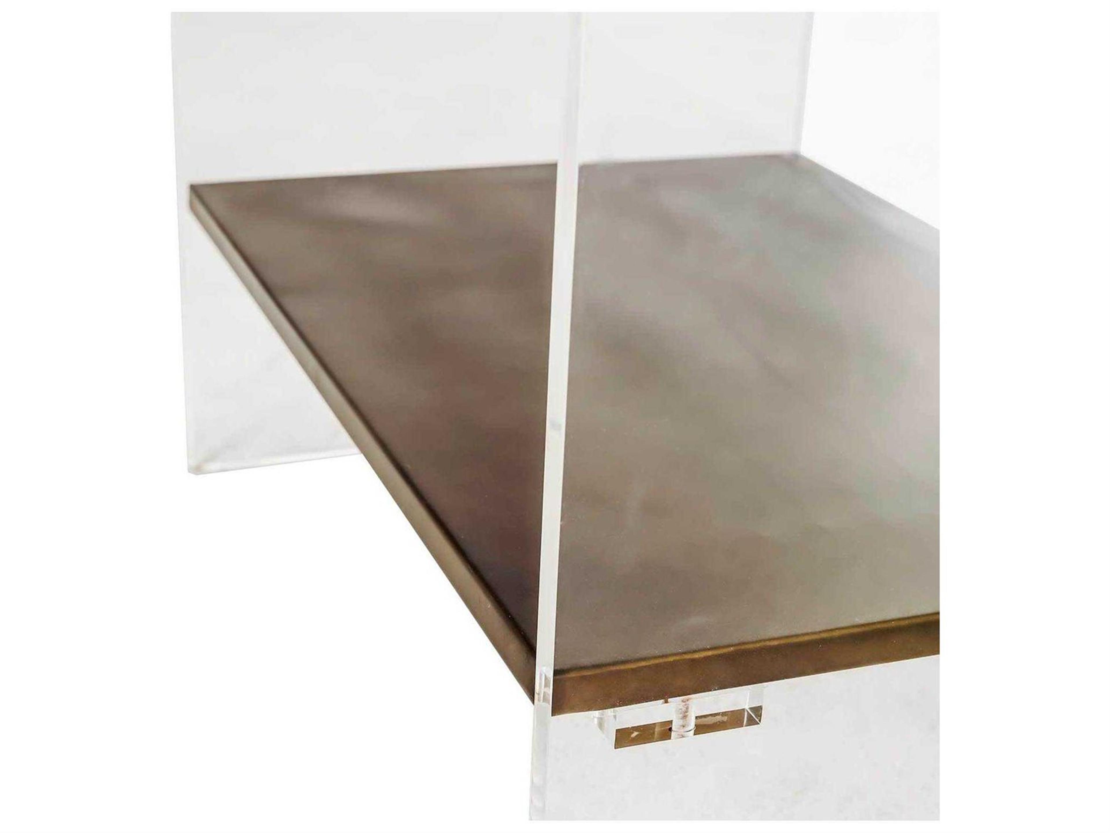 Gabby Sloan Lucite Waterfall Rectangular Plastic Acrylic With Antique Brass End Table