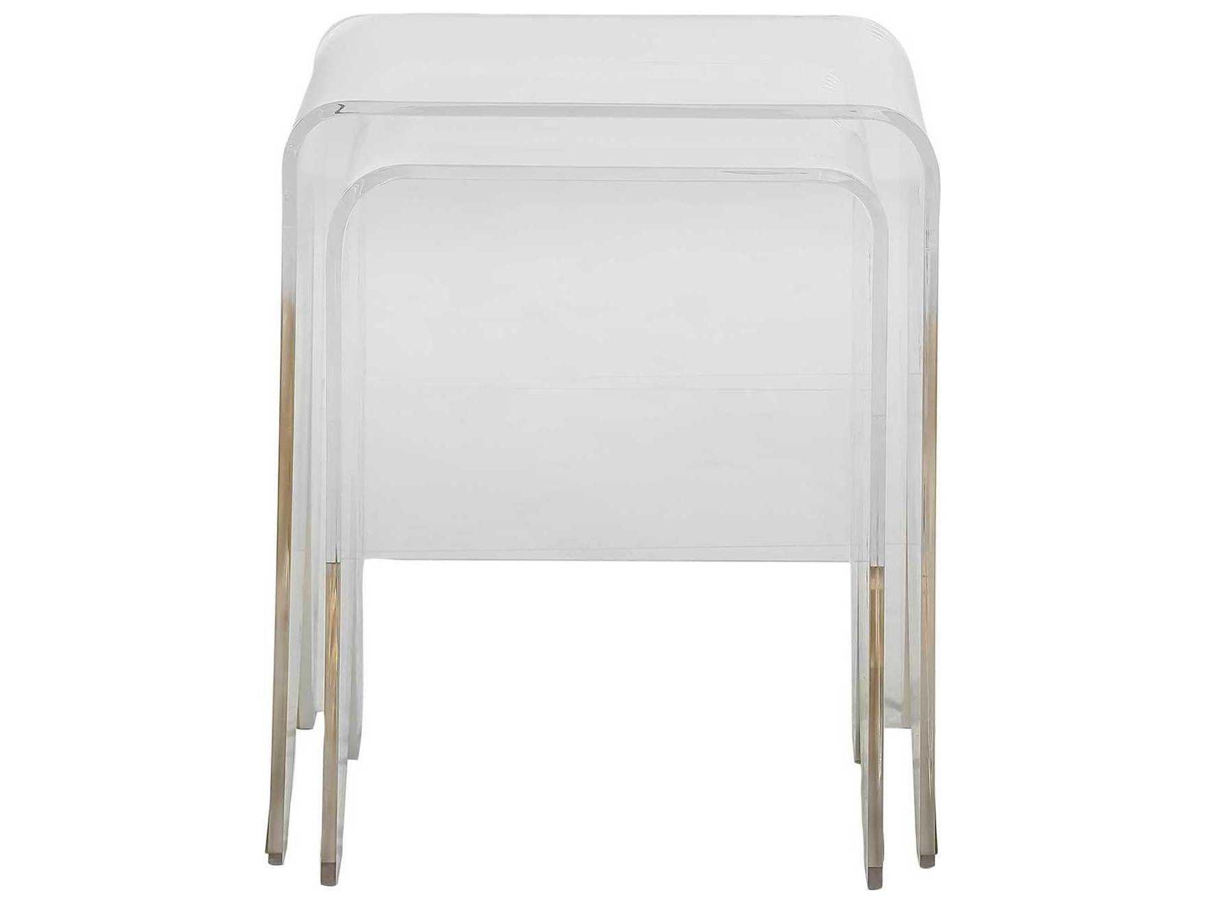 Gabby Magnolia Rectangular Clear Acrylic / Antique Brass Nesting End Tables