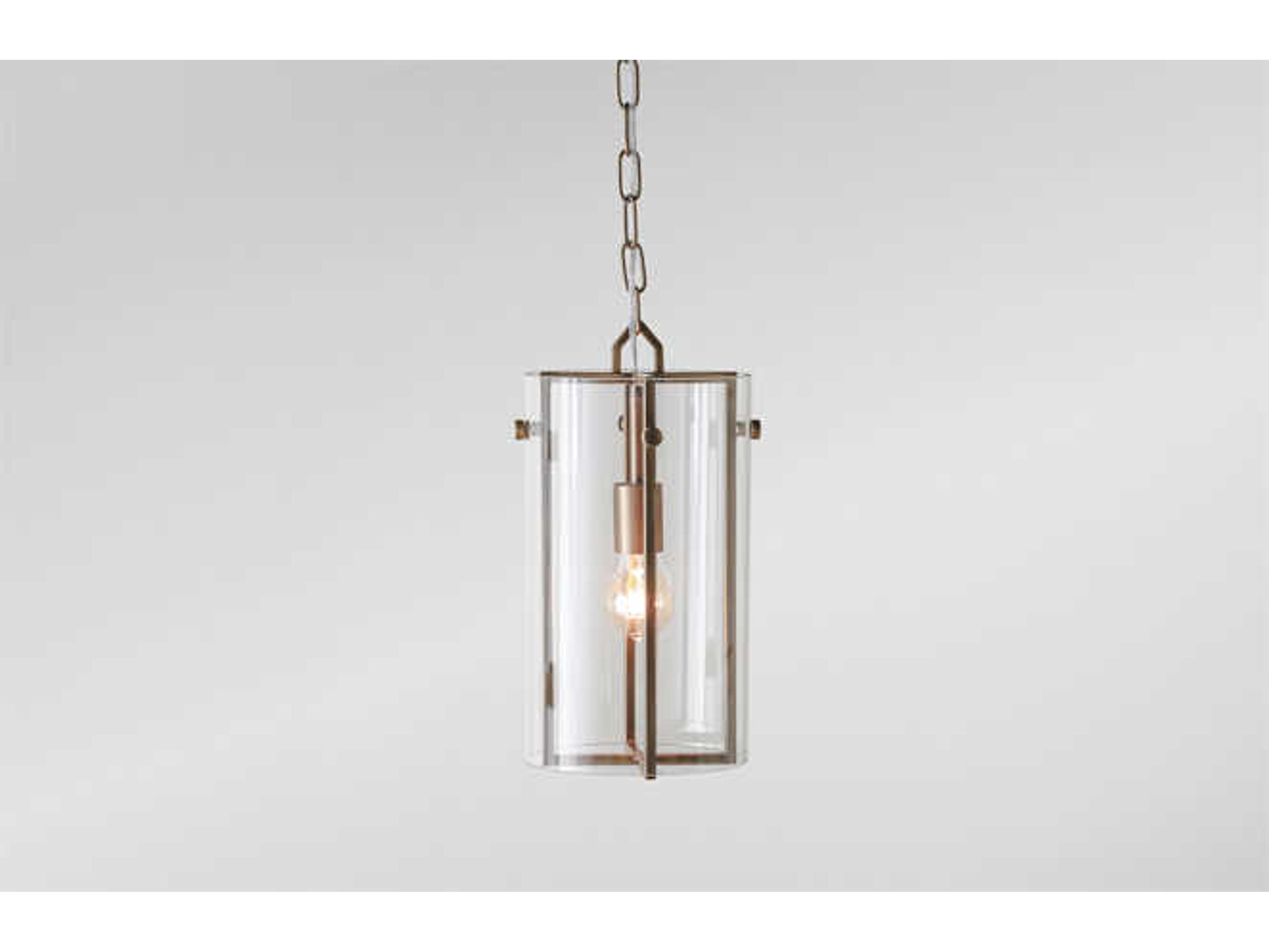 Gabby Sharon 1-Light Antique Brass & Clear Glass Cylinder Mini Pendant