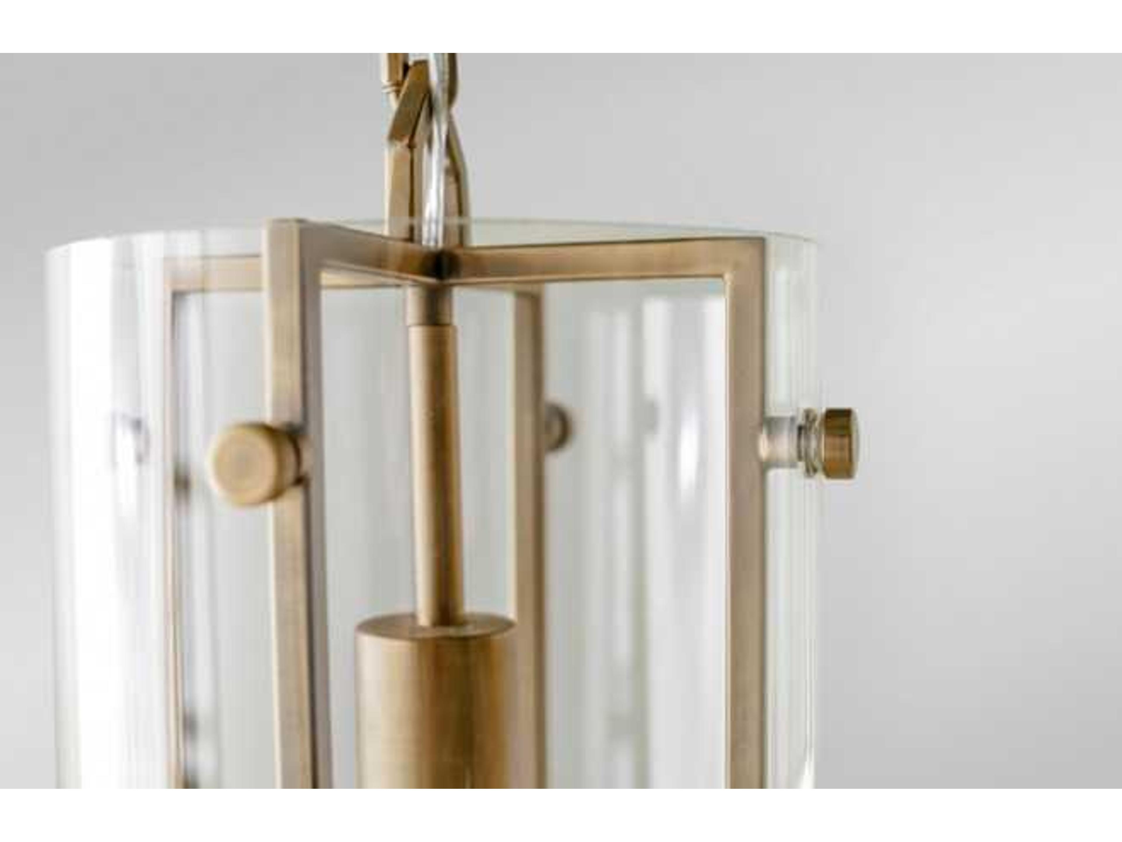 Gabby Sharon 1-Light Antique Brass & Clear Glass Cylinder Mini Pendant