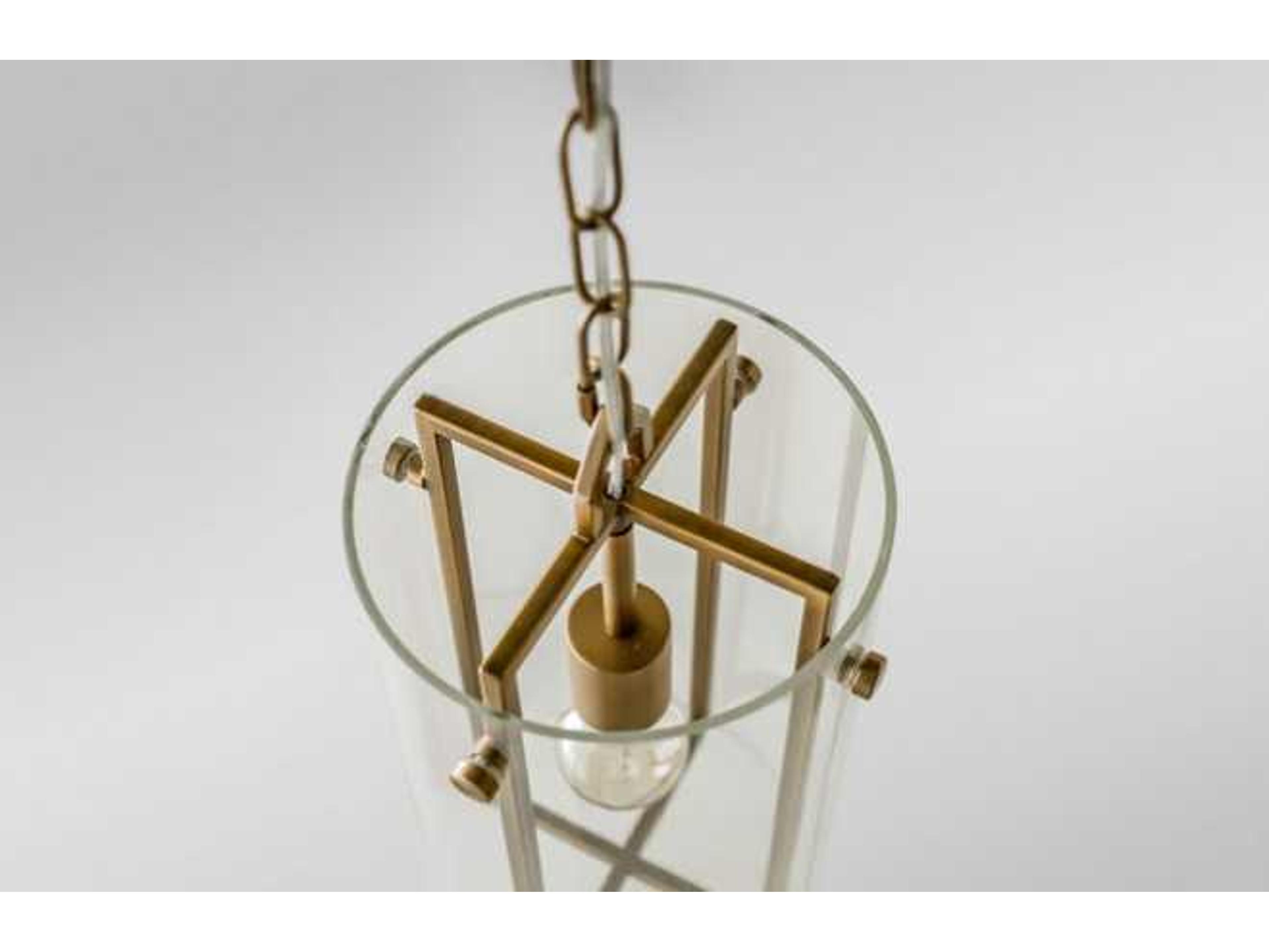 Gabby Sharon 1-Light Antique Brass & Clear Glass Cylinder Mini Pendant