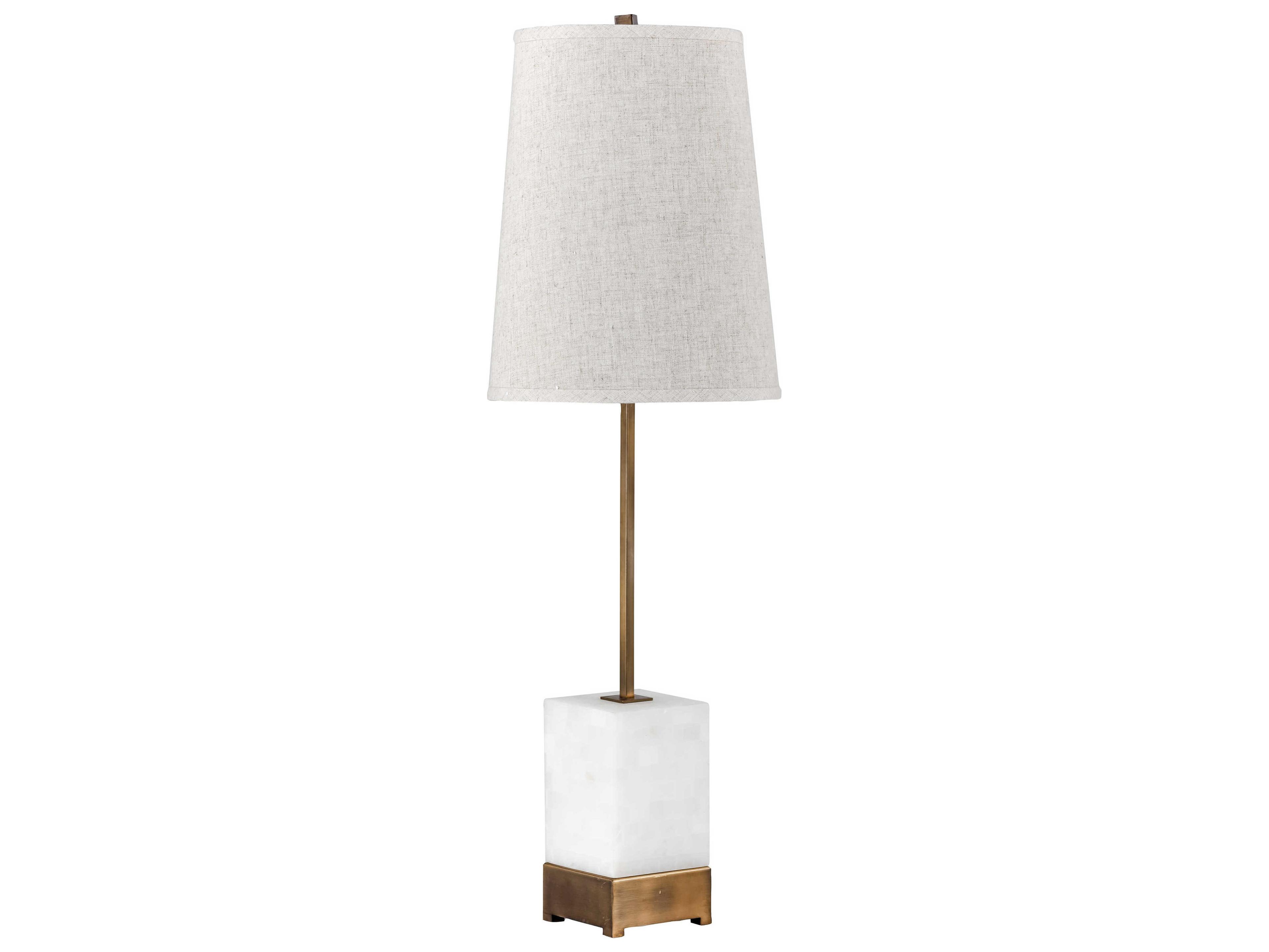 Gabby Geneva Medium Antique Brass with Tiled Alabaster Natural Linen Buffet Lamp