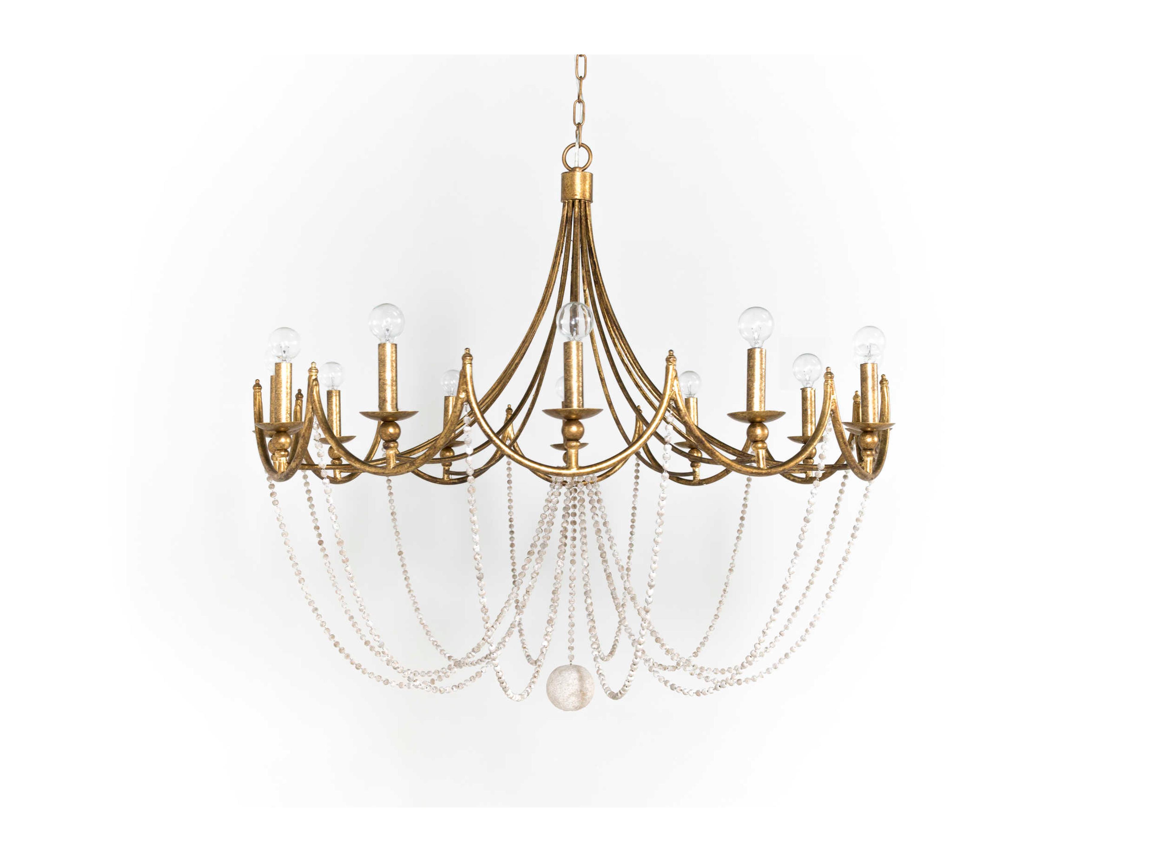 Gabby Sandra 12-Light Antique Gold With White Candelabra Chandelier