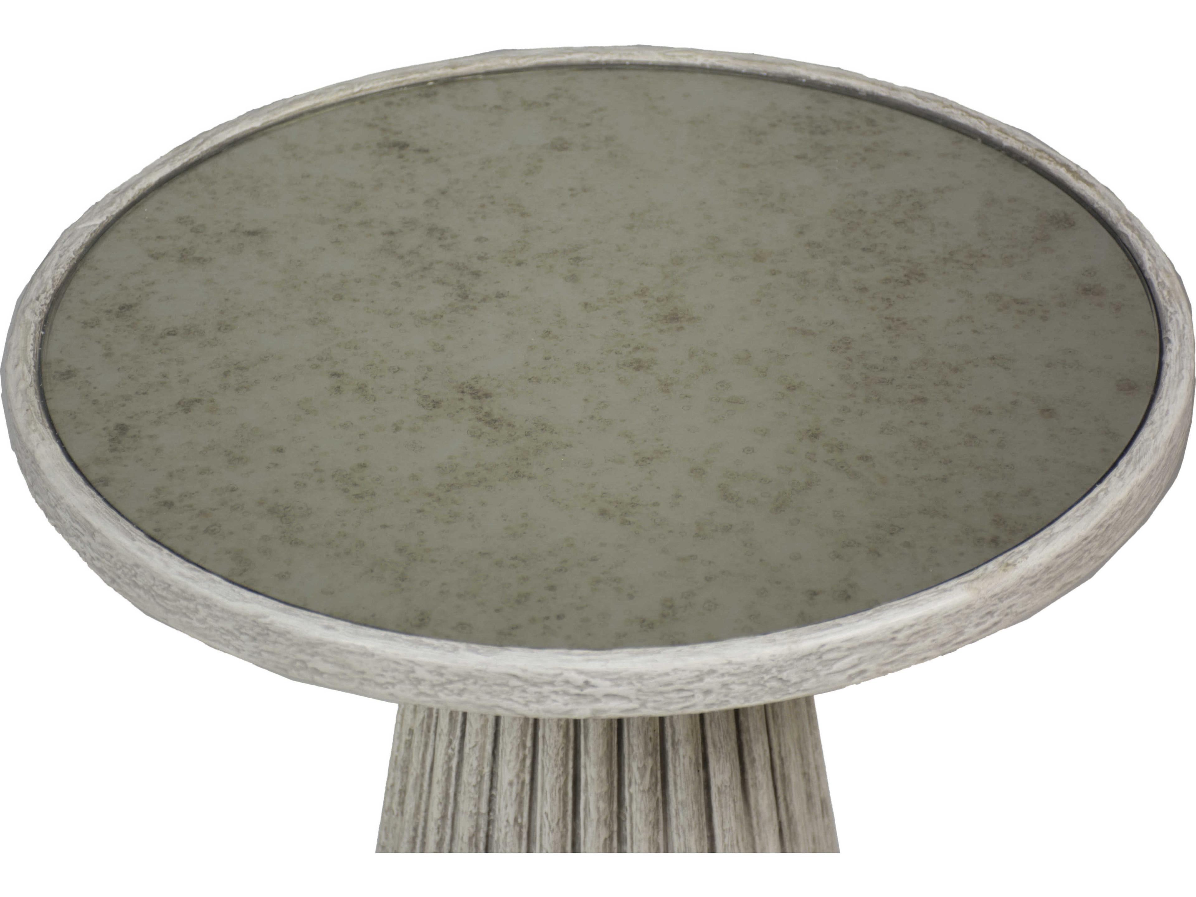 Gabby Kingsley Round Antique Mirror & Textured White End Table