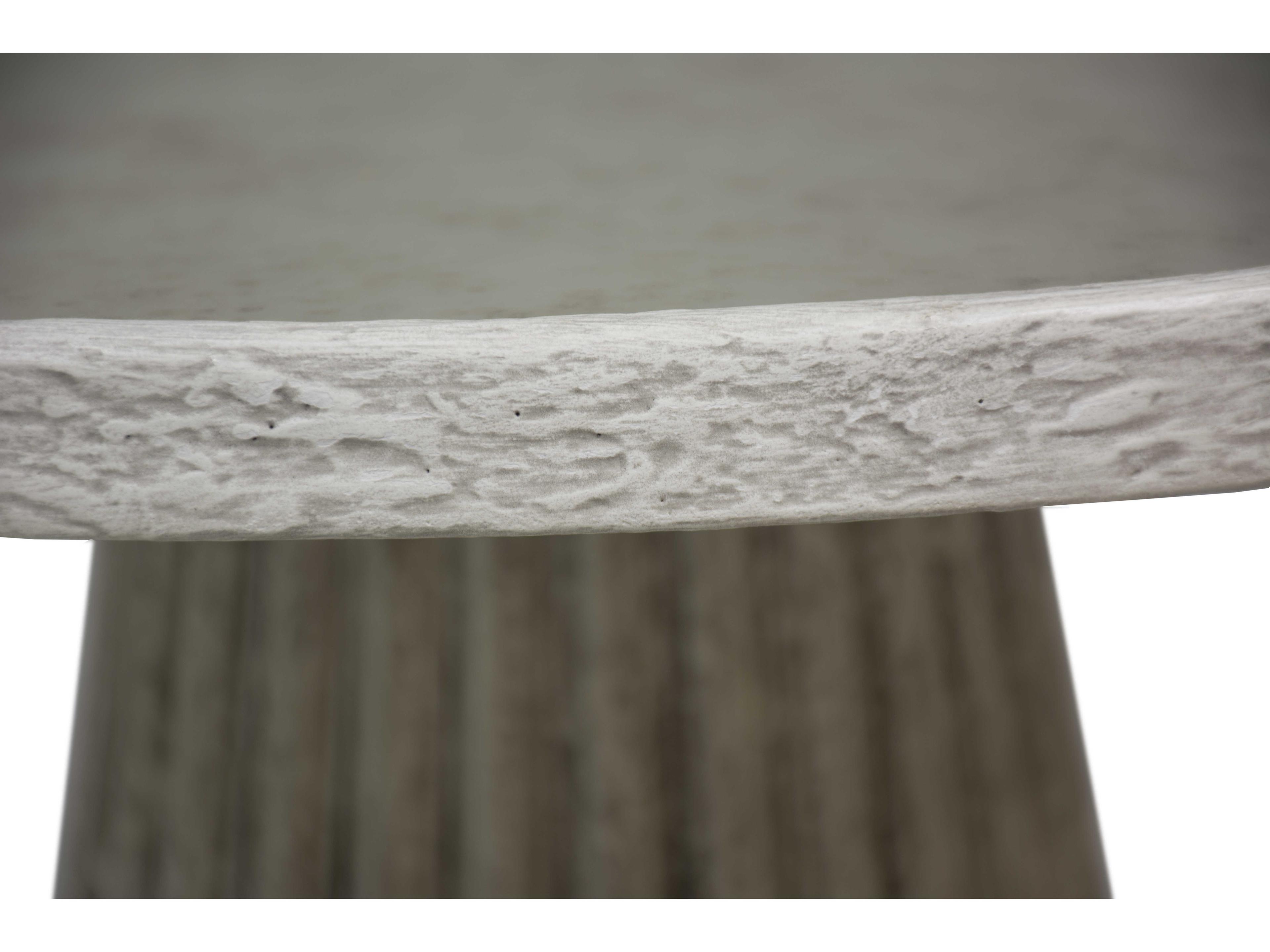 Gabby Kingsley Round Antique Mirror & Textured White End Table