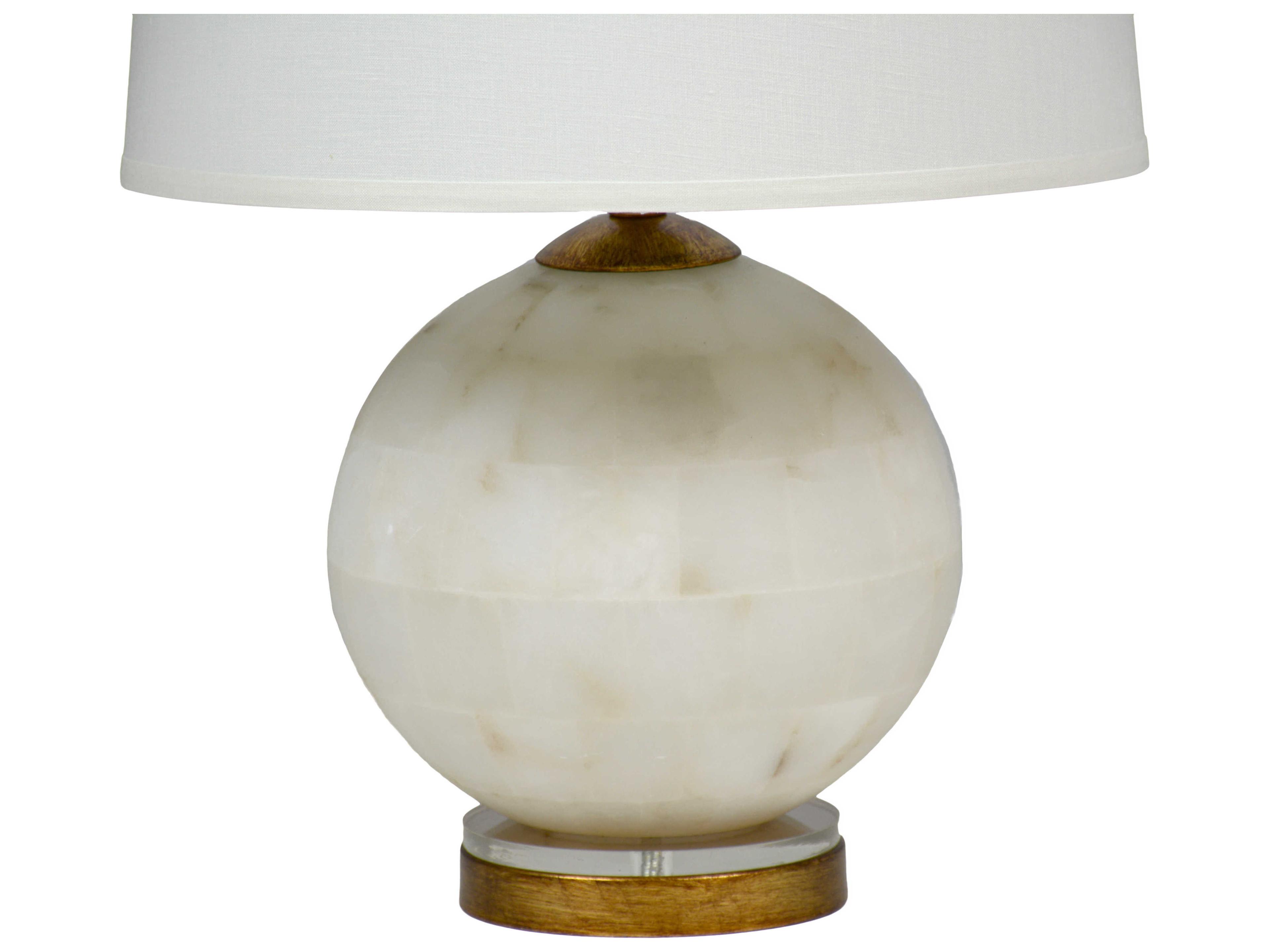 Gabby Valencia Tiled Alabaster with Gilded Gold With Sea Salt Linen White Buffet Lamp