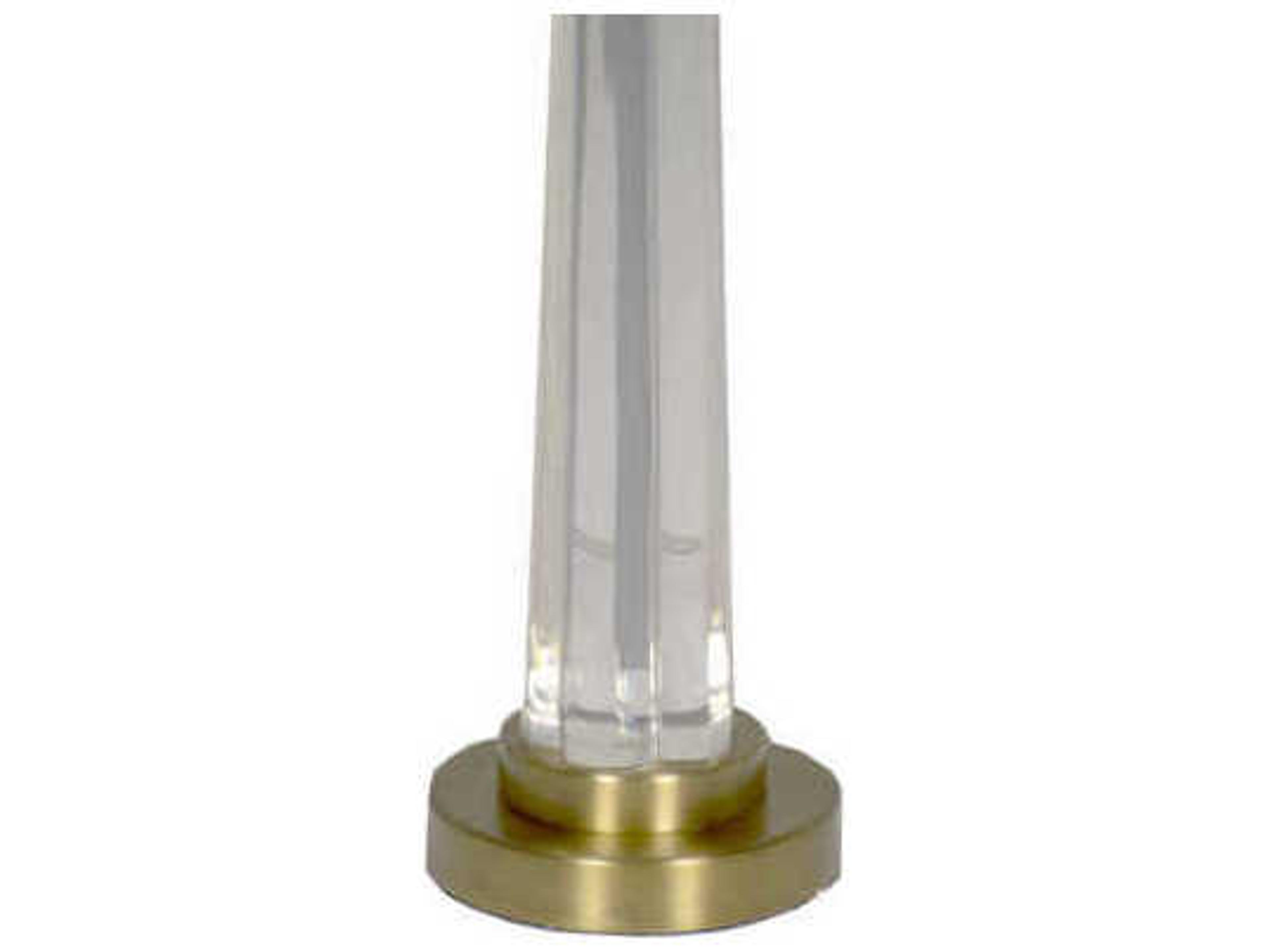 Gabby Wade Clear Acrylic with Antique Brass, With Brass White Linen Buffet Lamp