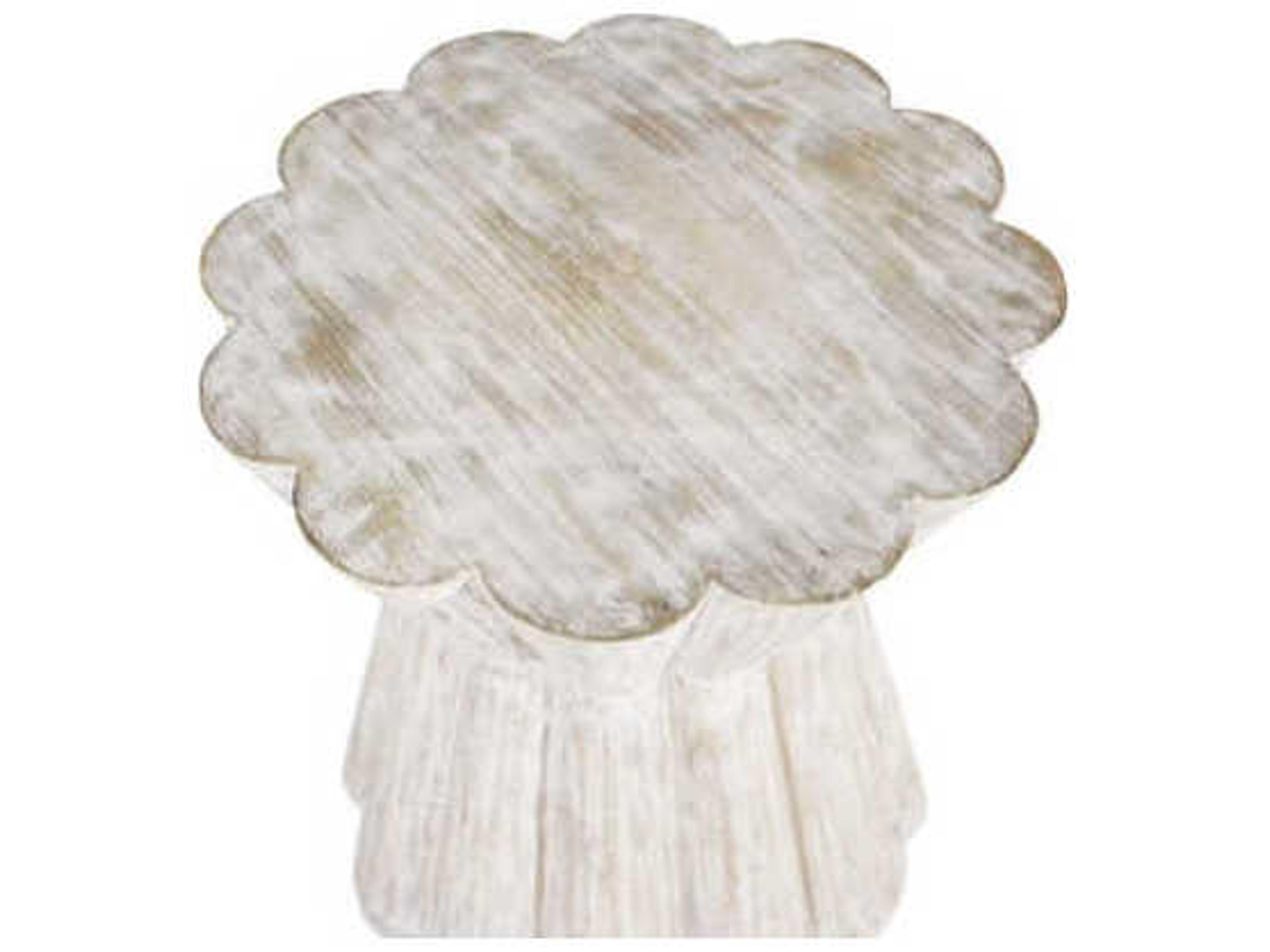 Gabby Annie Round Light Whitewashed Wood End Table
