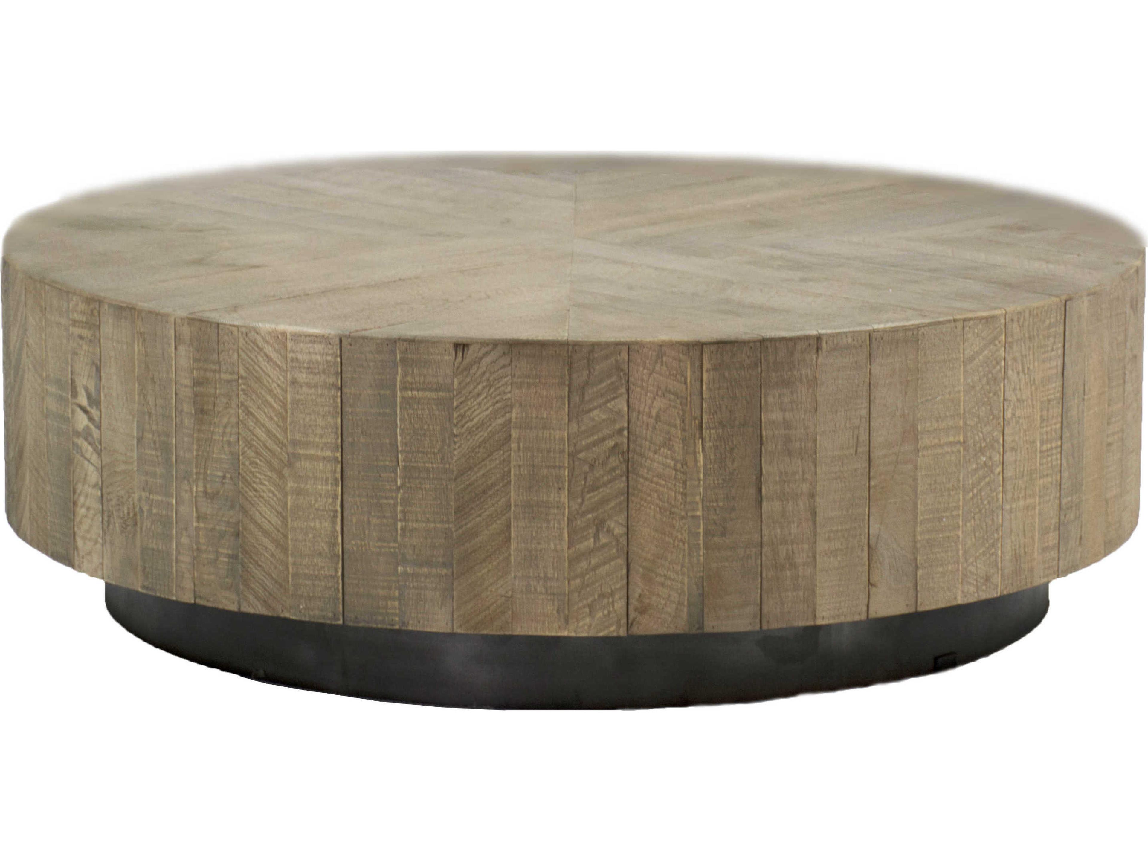 Gabby Colton Round Wood Charcoal Oak & Black Coffee Table