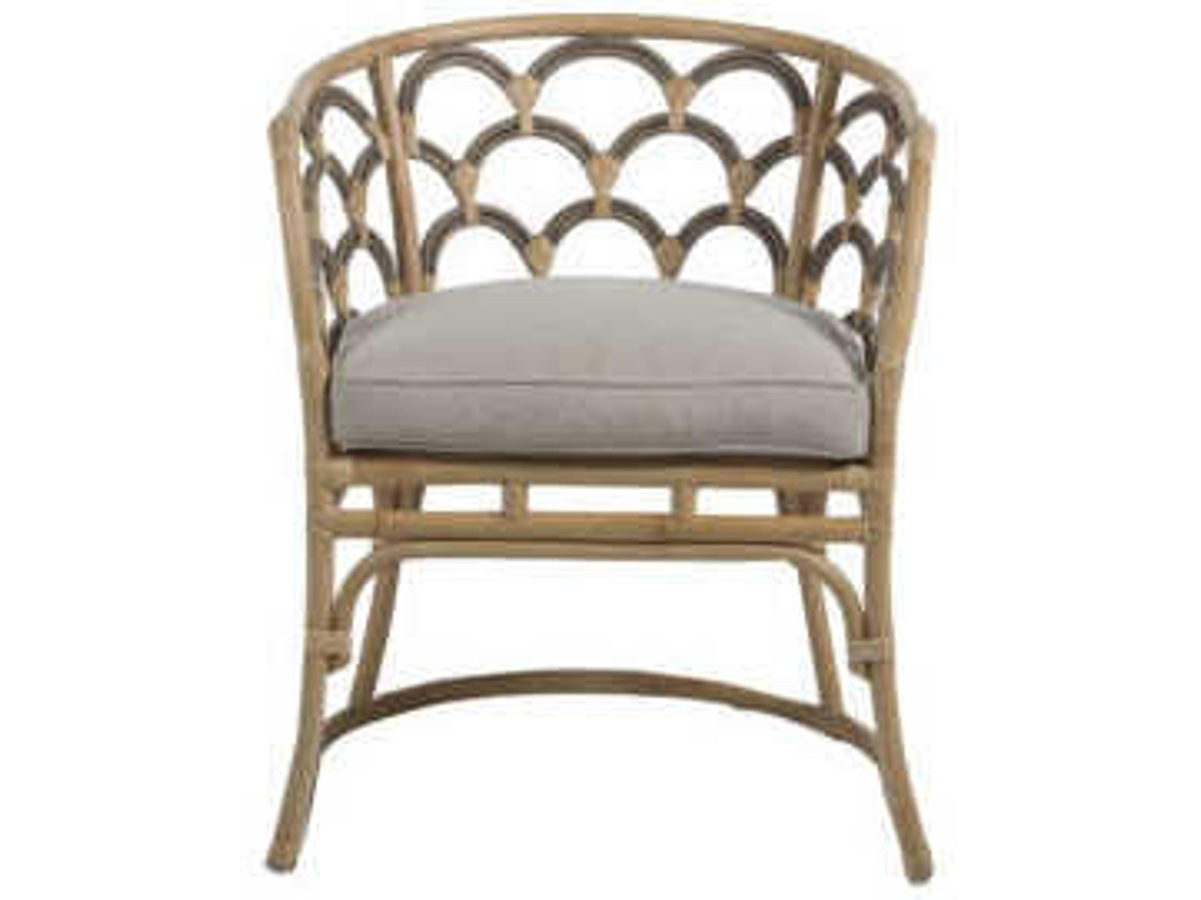 Gabby Coralee Rattan Gray Upholstered Arm Dining Chair