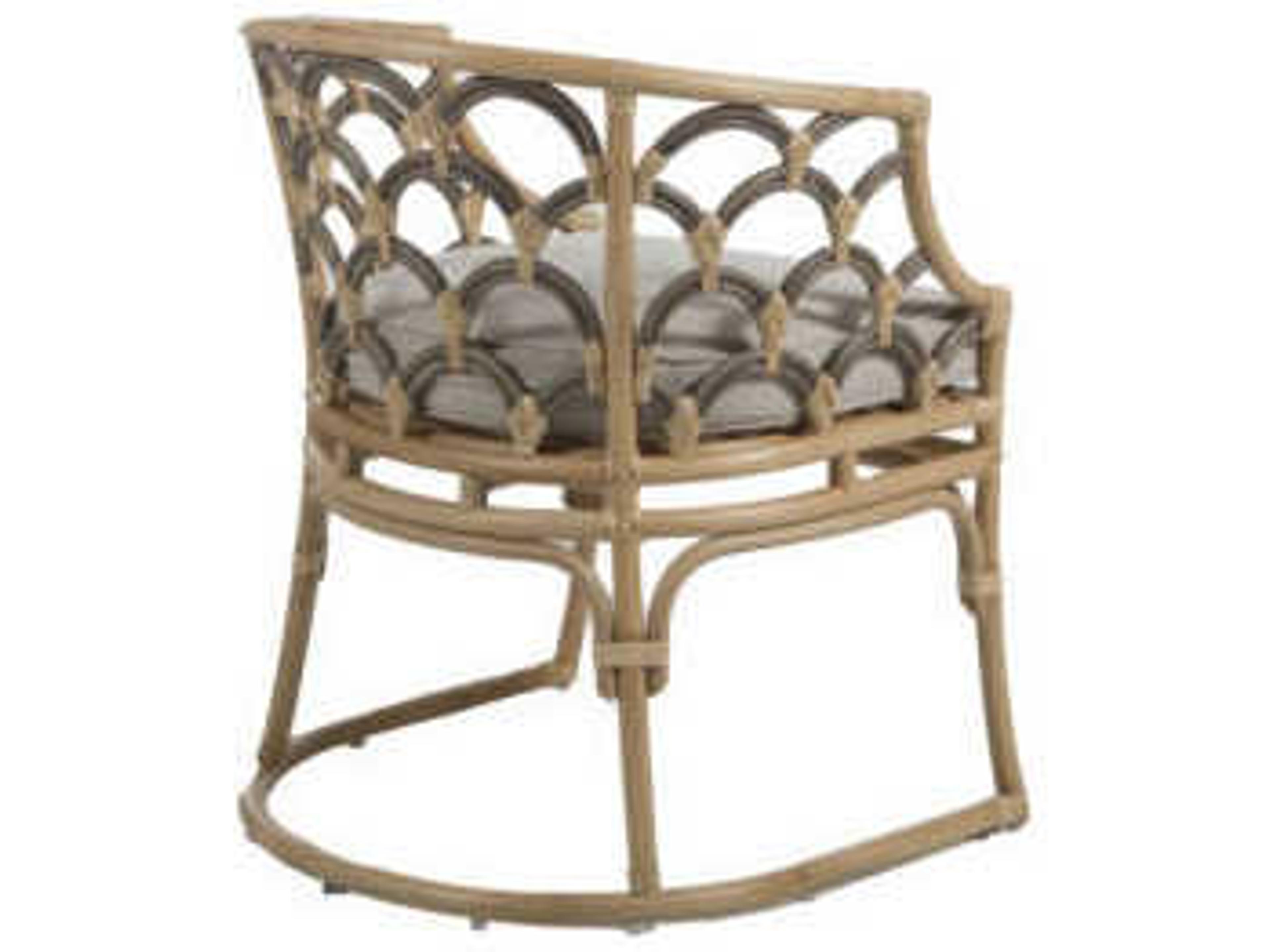 Gabby Coralee Rattan Gray Upholstered Arm Dining Chair