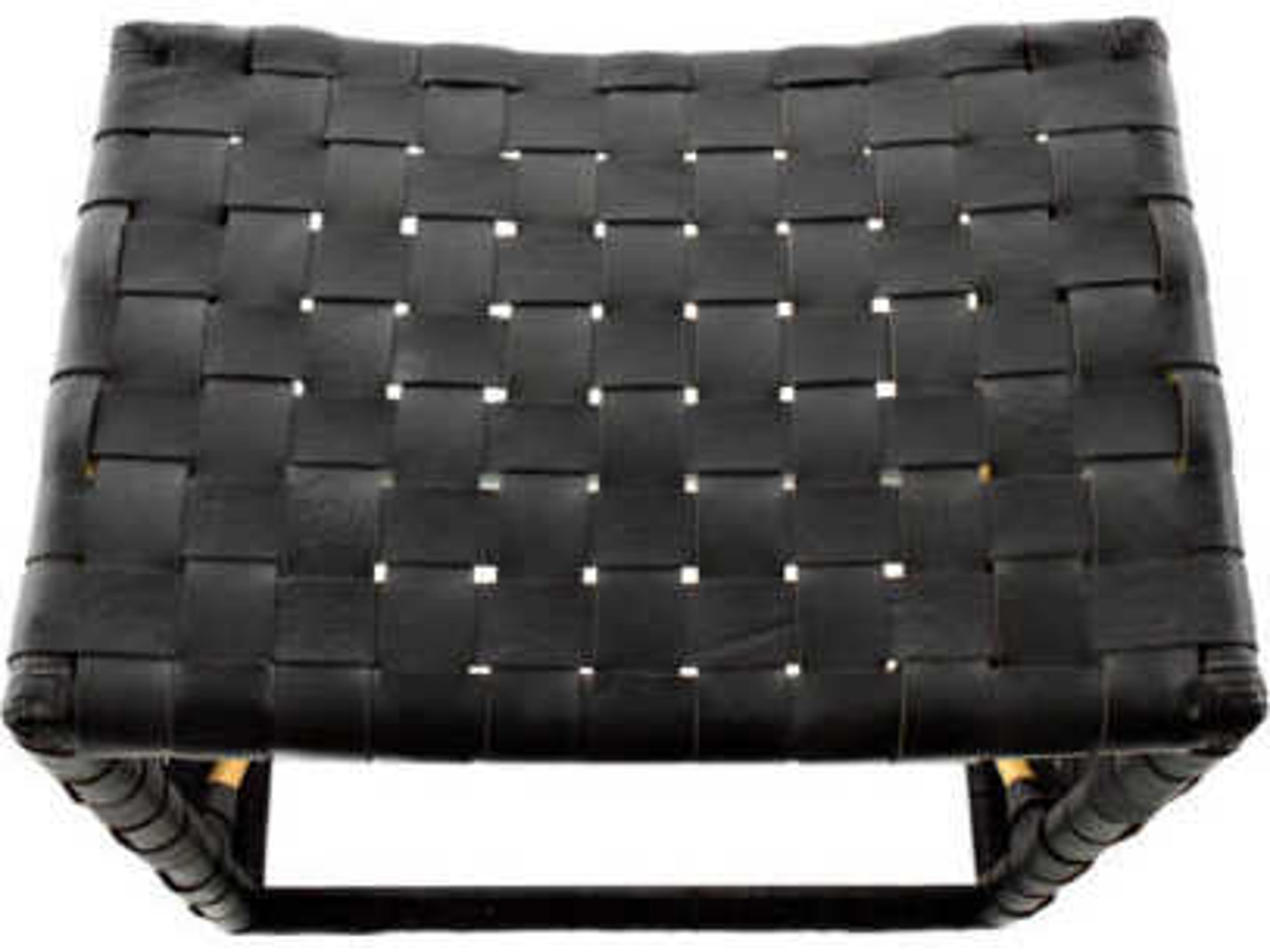 Gabby Dover Black Leather Accent Stool