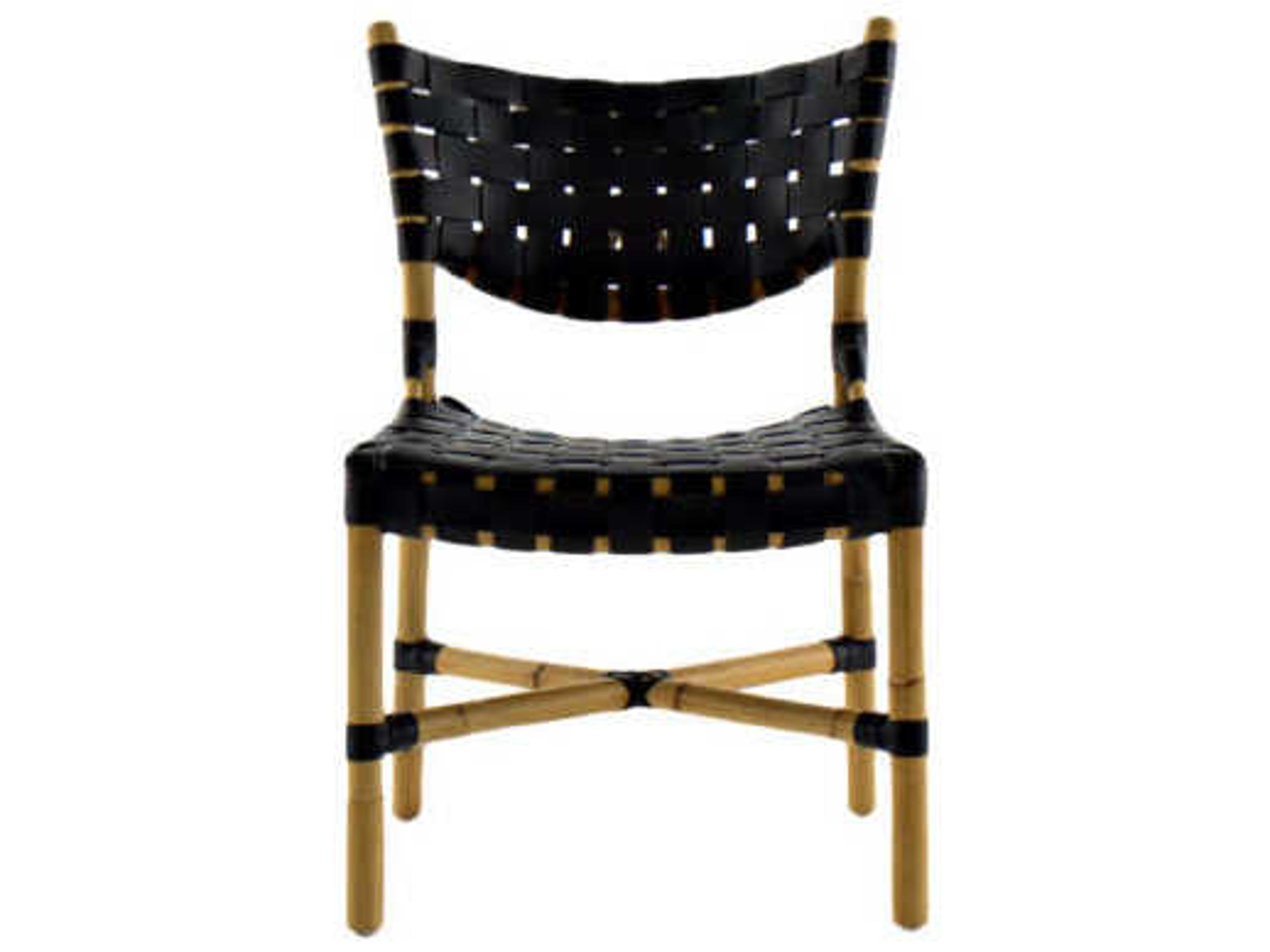 Gabby Morrison Leather Rattan Black Upholstered Side Dining Chair