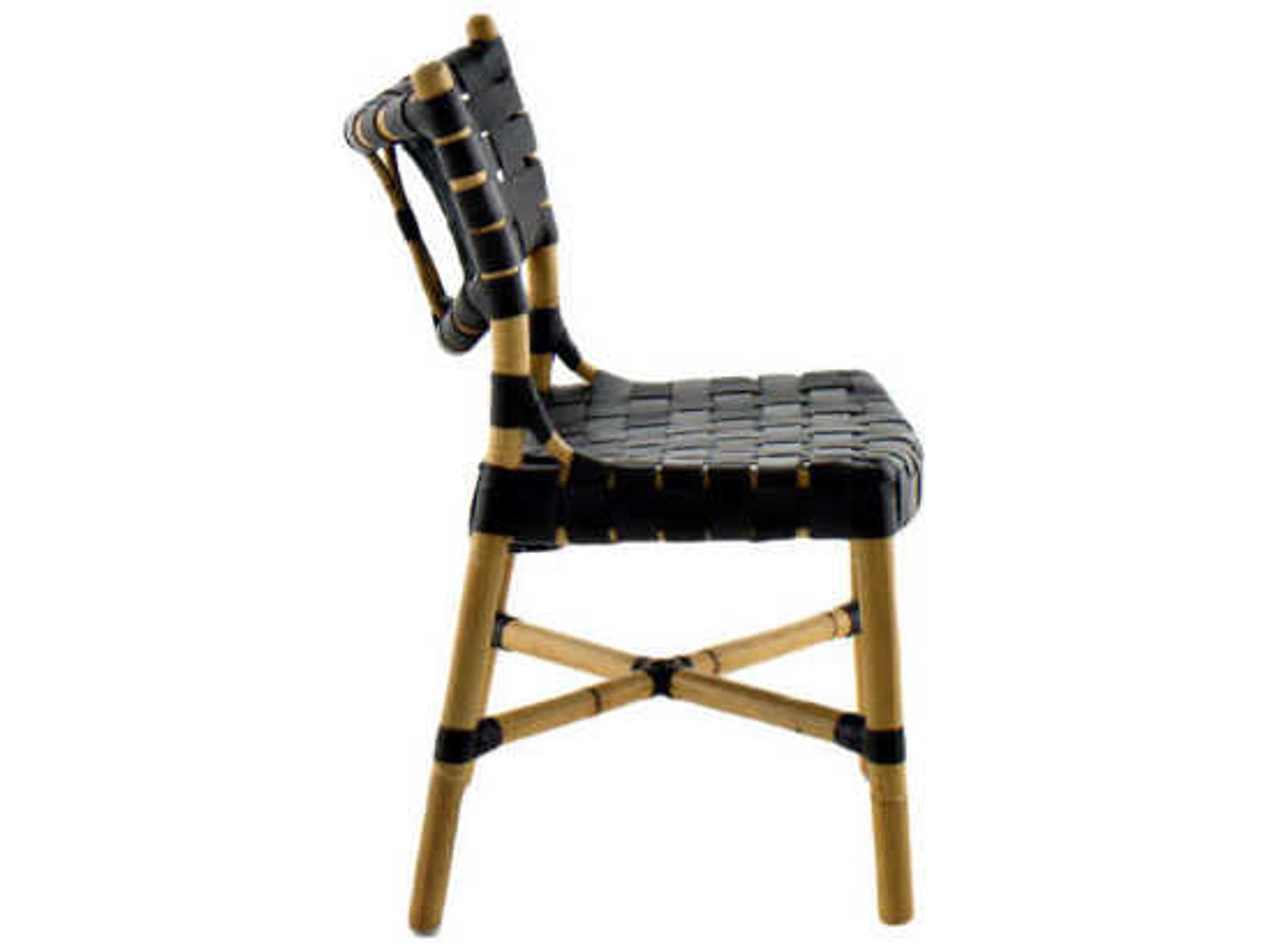 Gabby Morrison Leather Rattan Black Upholstered Side Dining Chair