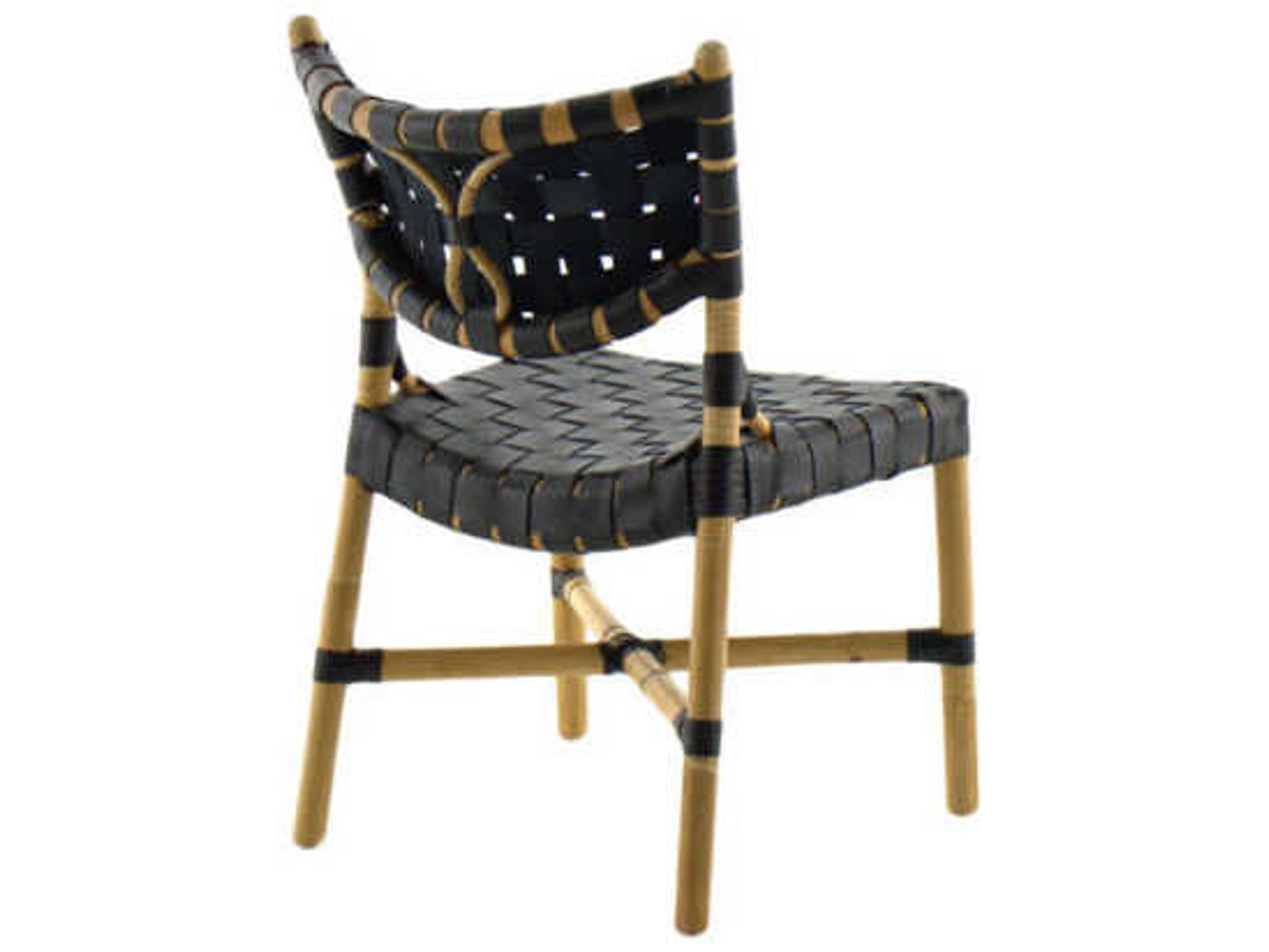 Gabby Morrison Leather Rattan Black Upholstered Side Dining Chair