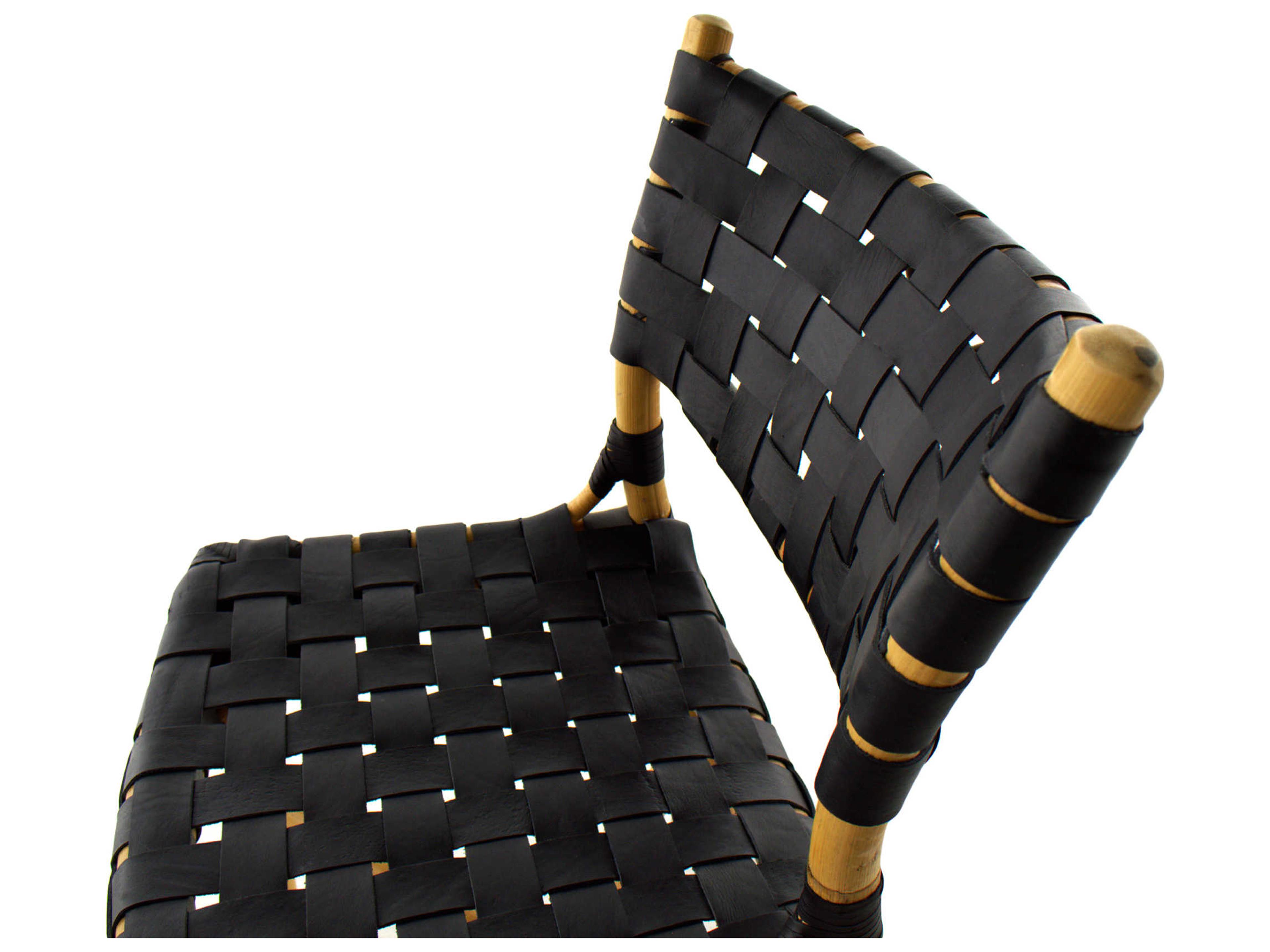 Gabby Morrison Leather Rattan Black Upholstered Side Dining Chair